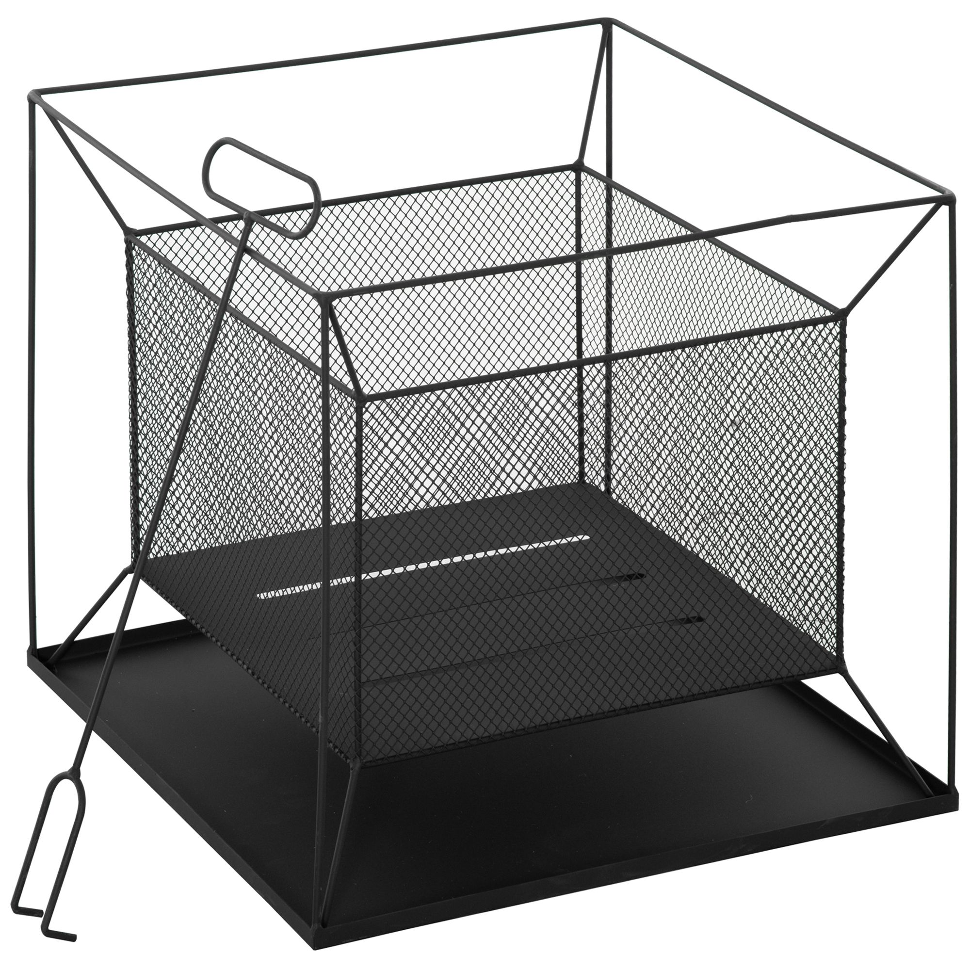 Outsunny Braciere da Giardino Portatile in Metallo, Braciere da Esterno con Design Sospeso e Attizzatoio, 45x45x43cm Nero Aosom