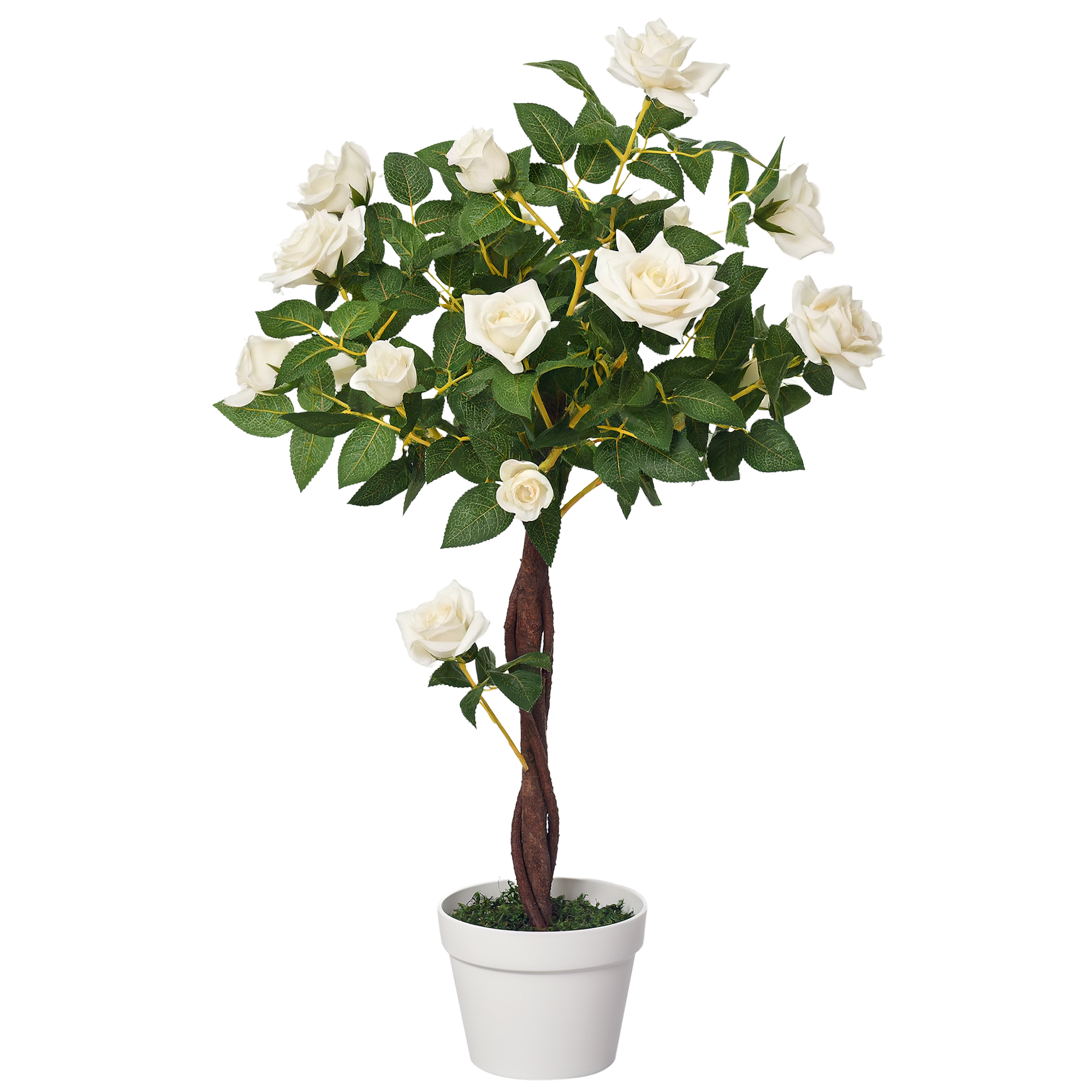 Outsunny Camelia Alberello Artificiale con 21 Fiori e Vaso, Pianta Finta Interno ed Esterno Alta 90cm, Bianco e Verde Aosom