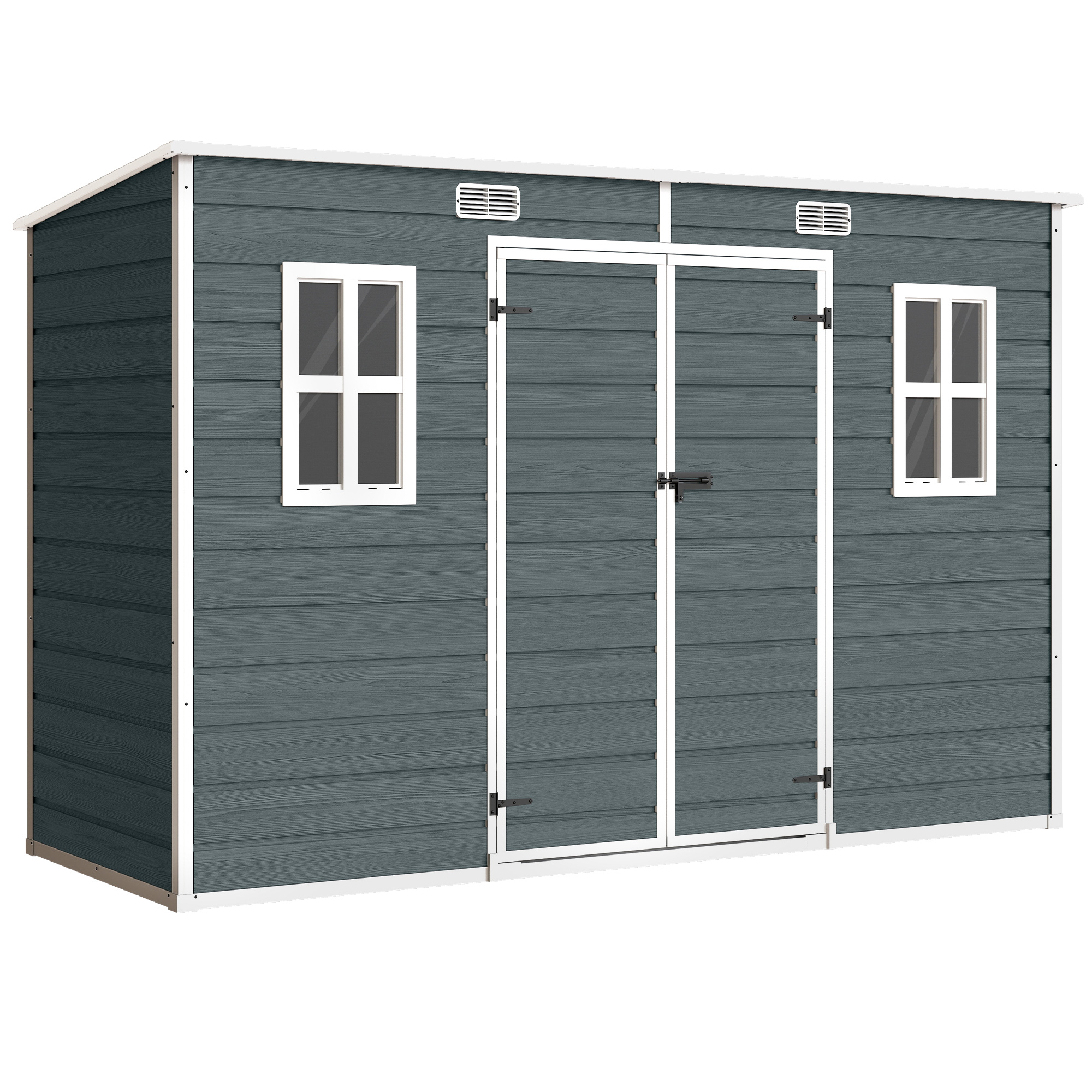 Outsunny Capanno attrezzi 3,2m², Capanno con tetto a falda, 303x123x197cm con finestra Chiudibile a chiave Porta Apertura di ventilazione Pavimento Aosom Italy