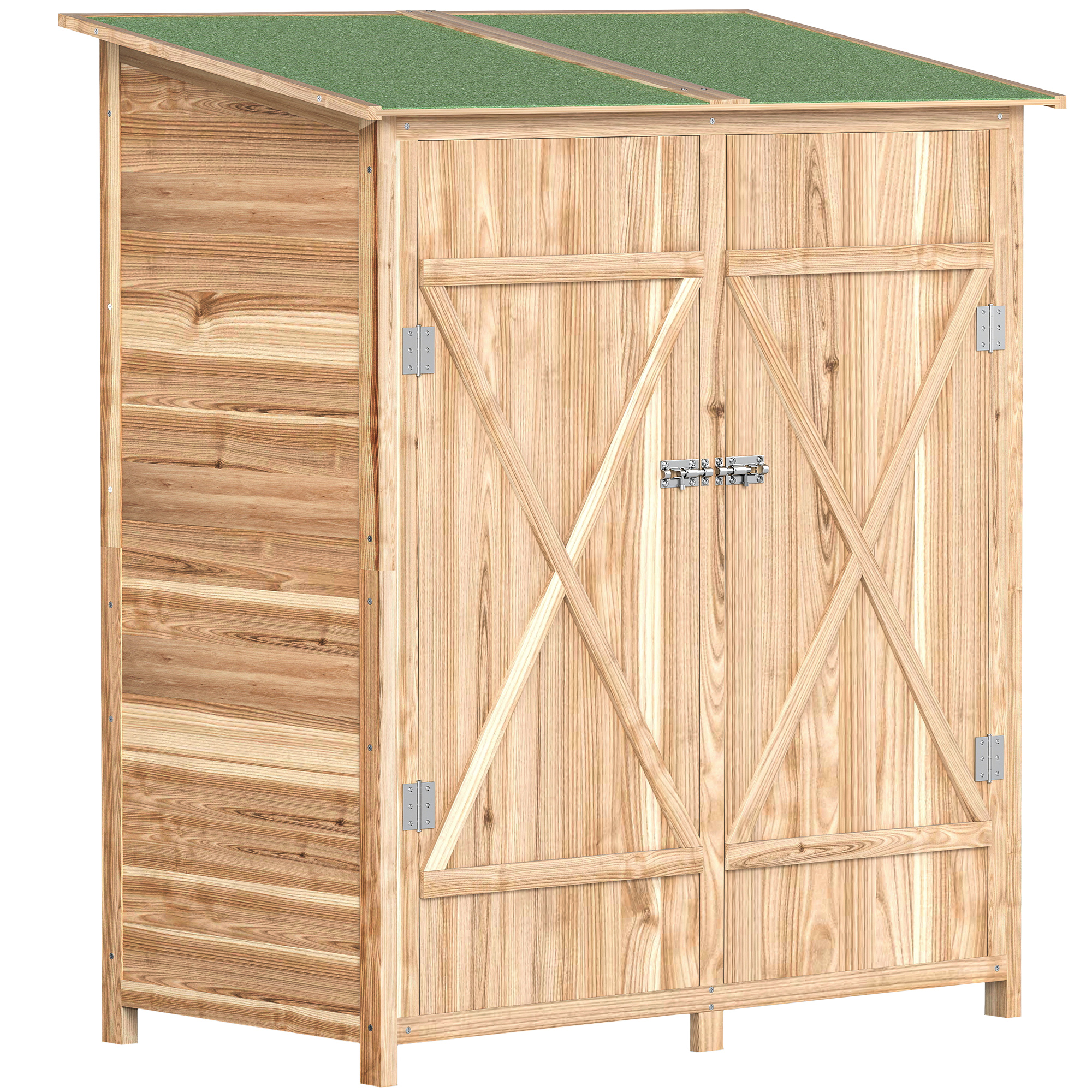 Outsunny Capanno attrezzi, con tavolino, in abete, 140 x 75 x 157 cm, Legno naturale Aosom Italy