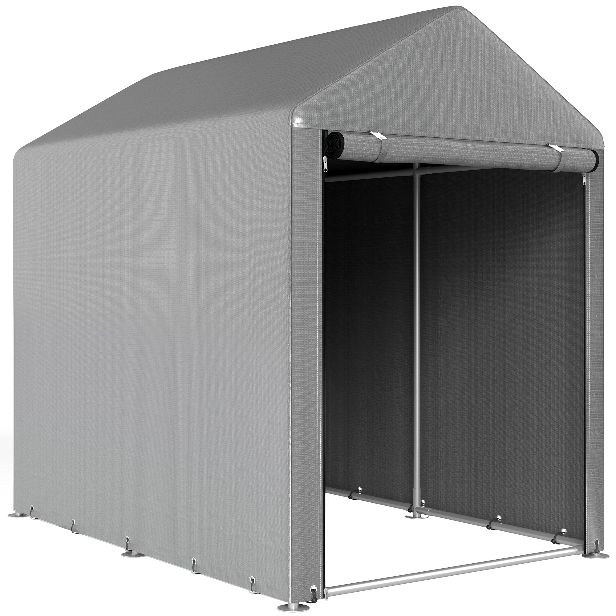 Outsunny Capanno Attrezzi Tenda Garage con Copertura Anti UV e Telaio in Metallo, 120x179x165cm, Grigio Chiaro