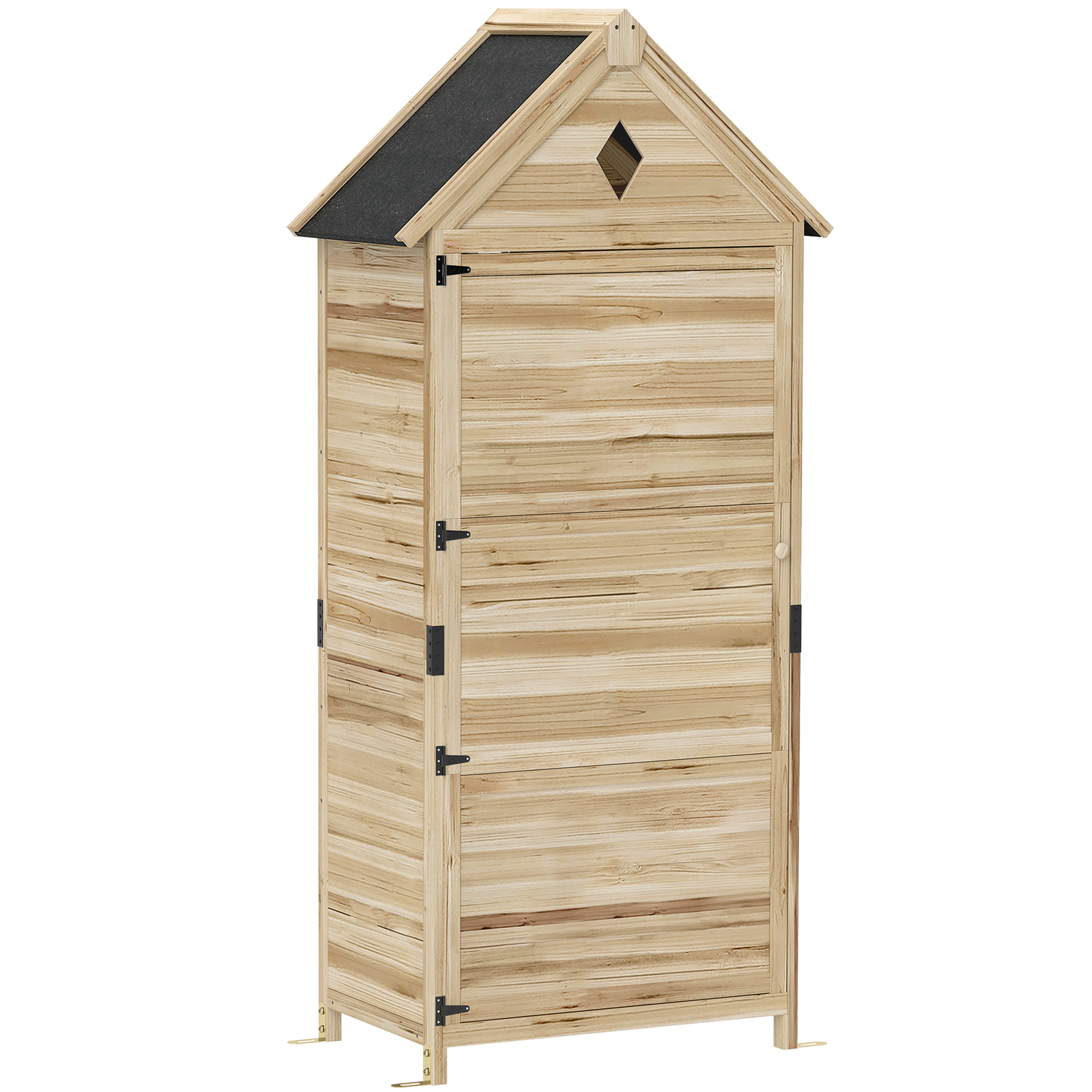 Outsunny Capanno con 4 Ripiani, Tetto in Asfalto Impermeabile, in Legno, 80x49x170 cm, Marrone Chiaro Aosom Italy Outsunny Capanno con 4 Ripiani, Tetto in Asfalto Impermeabile, in Legno, 80x49x170 cm, Marrone Chiaro Aosom Italy