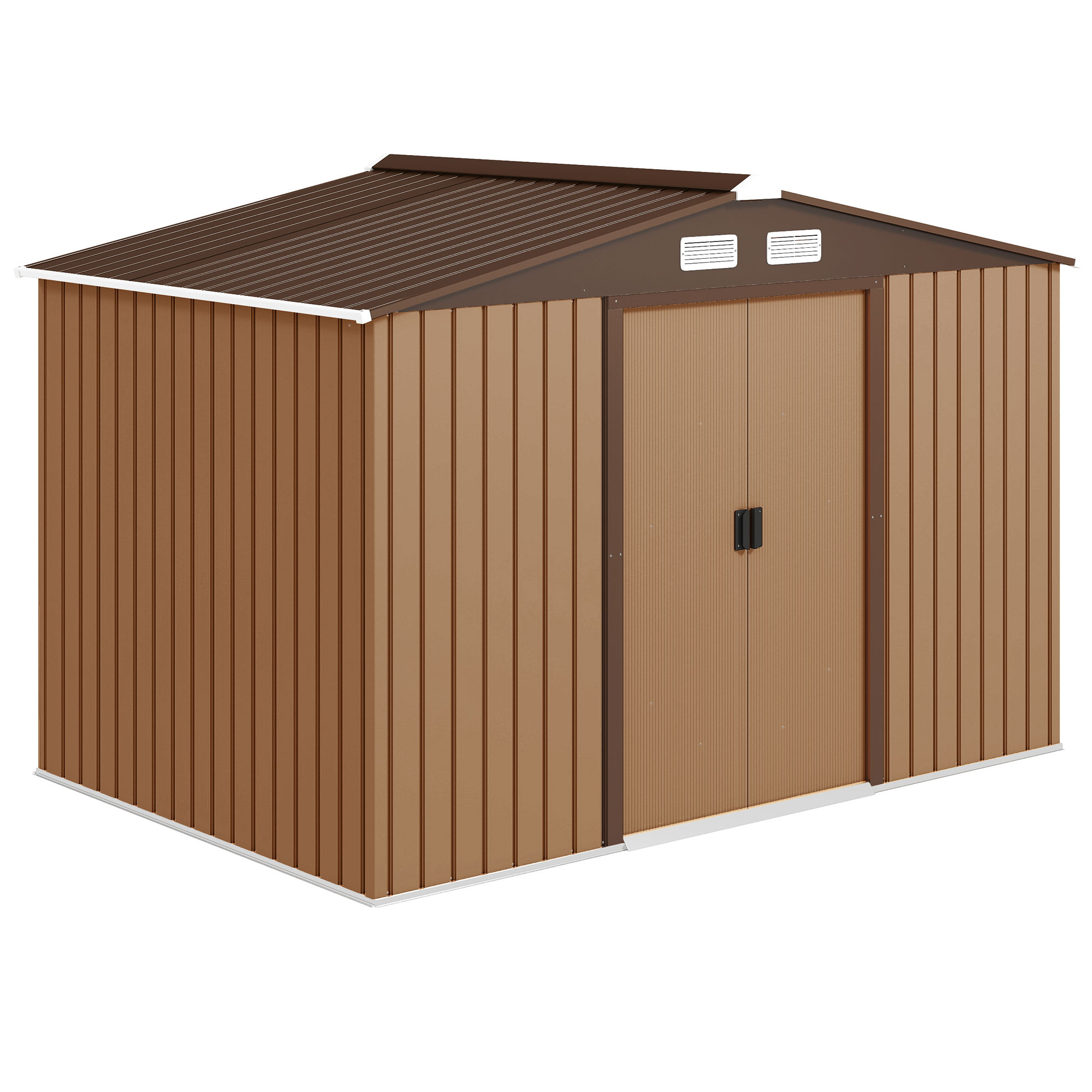 Outsunny Capanno da Giardino con Doppie Porte Scorrevoli e Kit per Base, Casetta per Attrezzi in Acciaio, 277x195x192cm, Giallo Aosom Italy