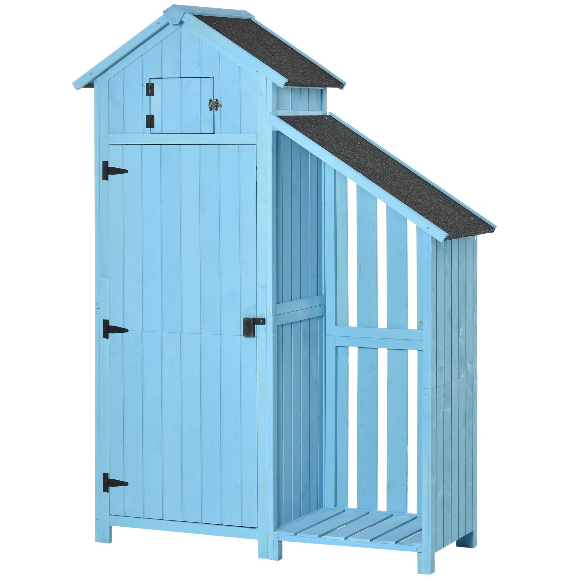 Outsunny Capanno da Giardino con Ripiano per la Legna da Ardere Capanno da Giardino con 3 Ripiani Tetto in Asfalto Legno di Cedro Azzurro Cielo 130 x 54,5 x 180 cm Outsunny Capanno da Giardino con Ripiano per la Legna da Ardere Capanno da Giardino con 3 Ripiani Tetto in Asfalto Legno di Cedro Azzurro Cielo 130 x 54,5 x 180 cm