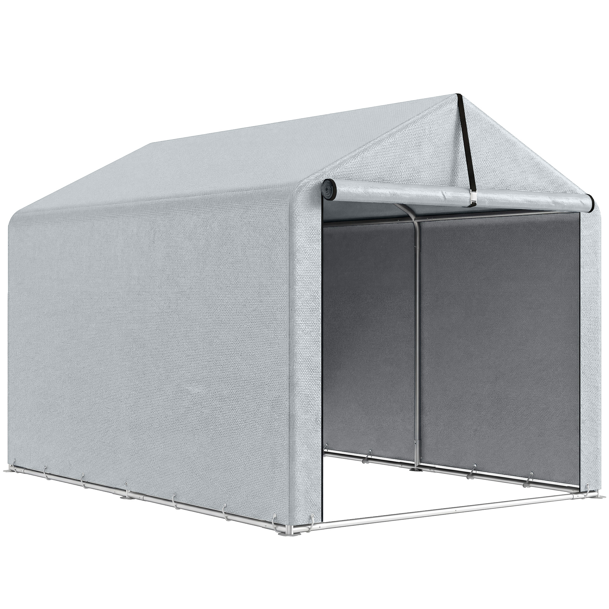 Outsunny Capanno da Giardino Esterno per Attrezzi e Biciclette con Telaio in Acciaio Galvanizzato Porta Avvolgibile Grigio Aosom Italy