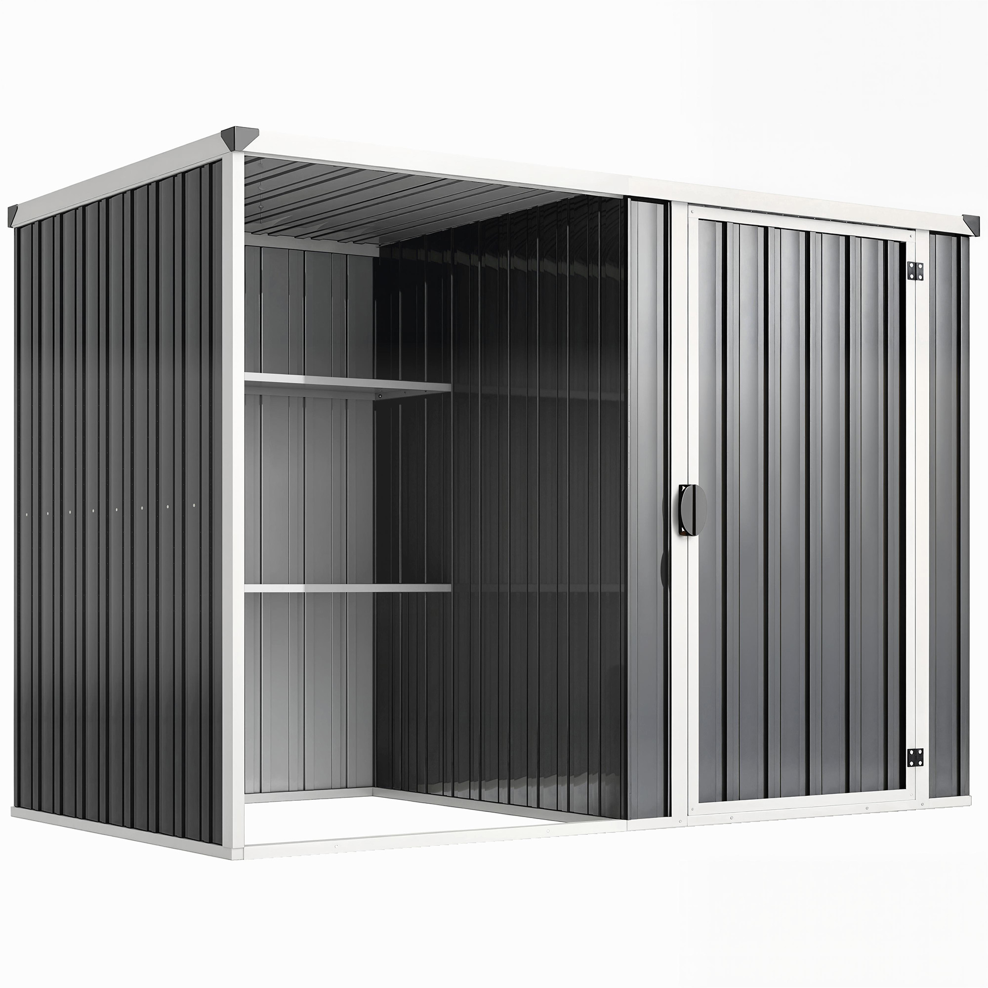 Outsunny Capanno da Giardino in Acciaio Zincato, Porta Bloccabile, 231 x 125 x 162 cm, Grigio Aosom Italy
