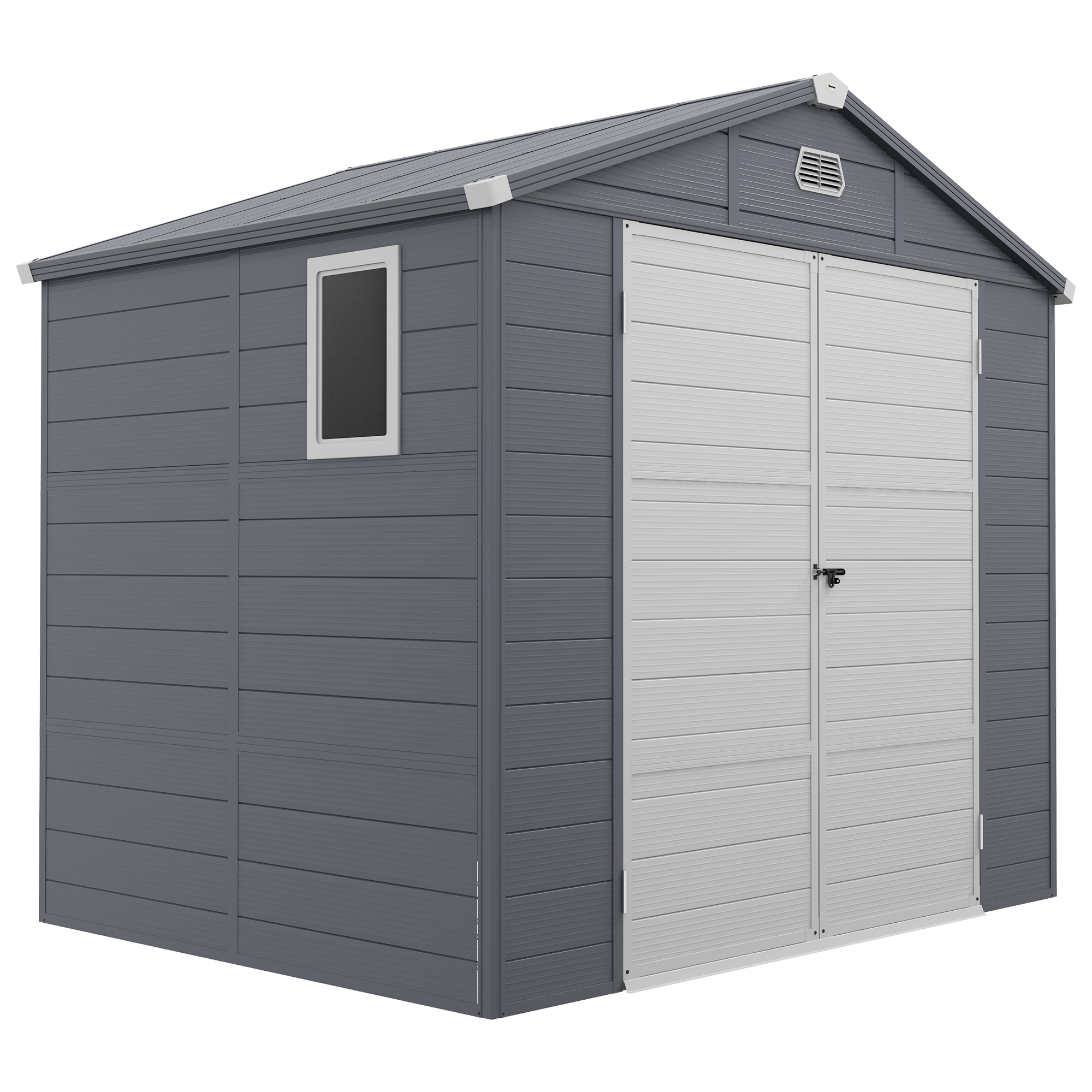 Outsunny Capanno da giardino in resina 4,56 m² con kit di fondazione zincato struttura in alluminio 240 x 190 x 228 cm grigio scuro Aosom Italy