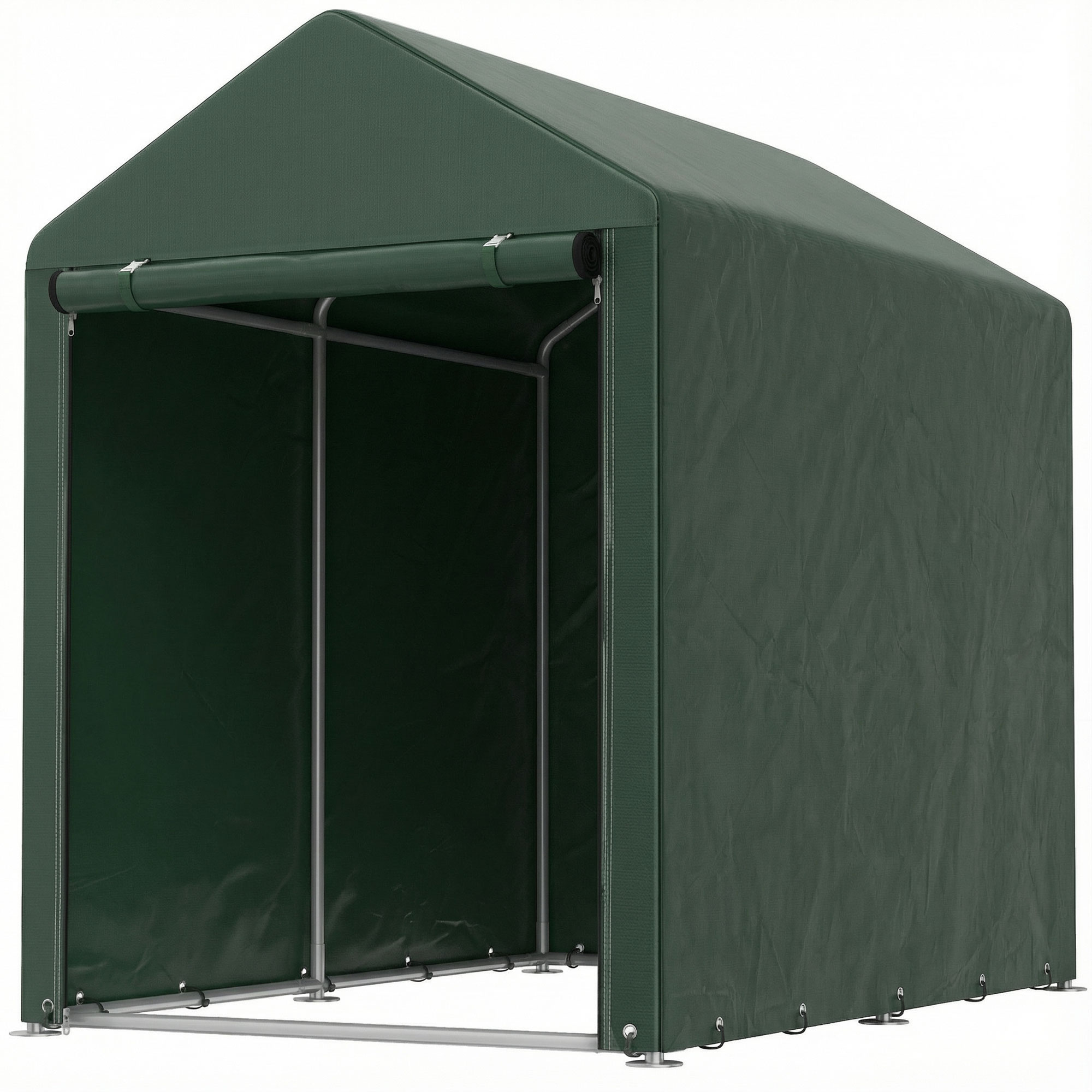 Outsunny Capanno da Giardino per Biciclette 1,2x1,8x1,65 m con 2 Scomparti Porta con Cerniera Impermeabile Anti-UV Verde Aosom Italy