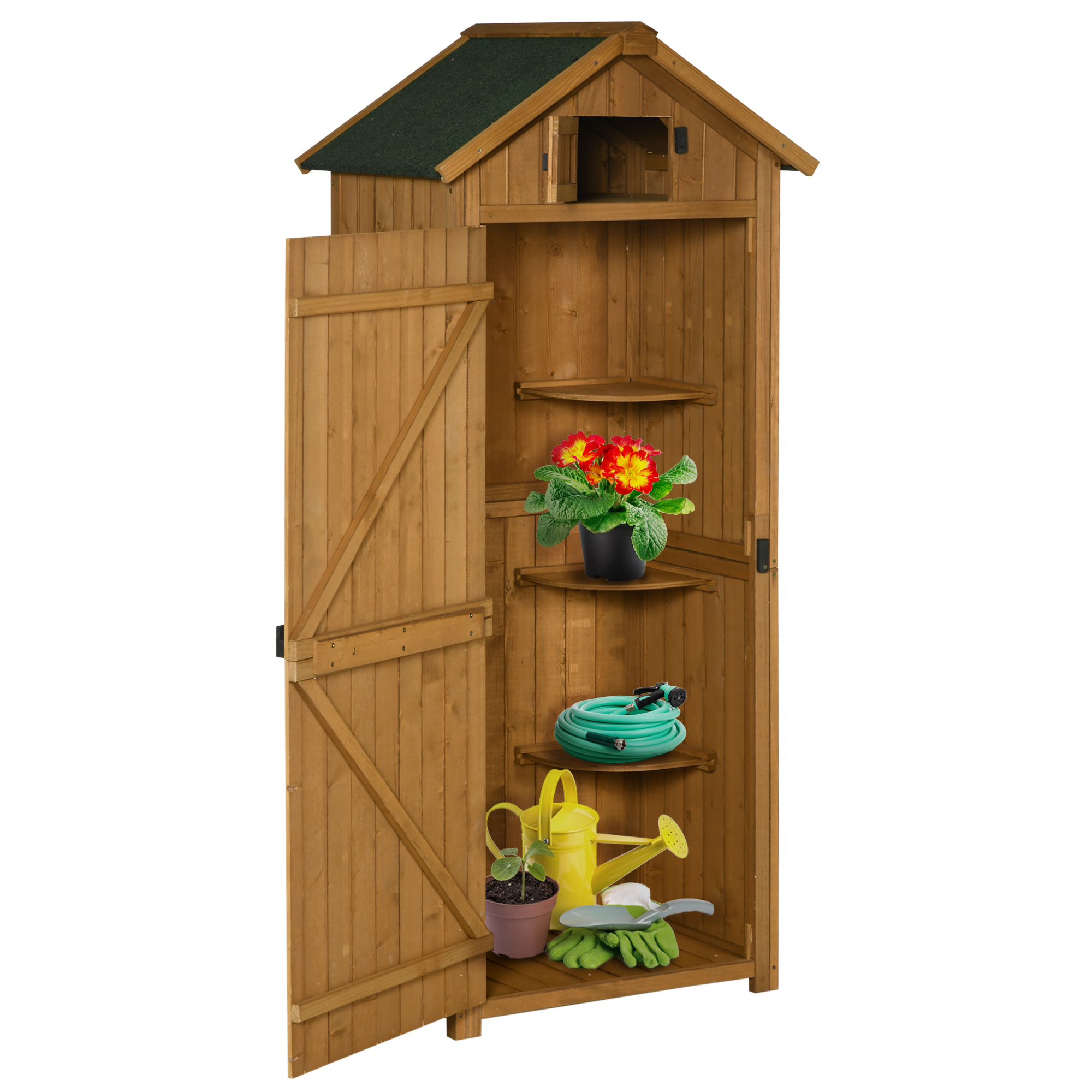 Outsunny Capanno da Giardino Porta Attrezzi in Legno Impermeabile, 77x54.2x179 cm, Giallo Aosom Outsunny Capanno da Giardino Porta Attrezzi in Legno Impermeabile, 77x54.2x179 cm, Giallo Aosom