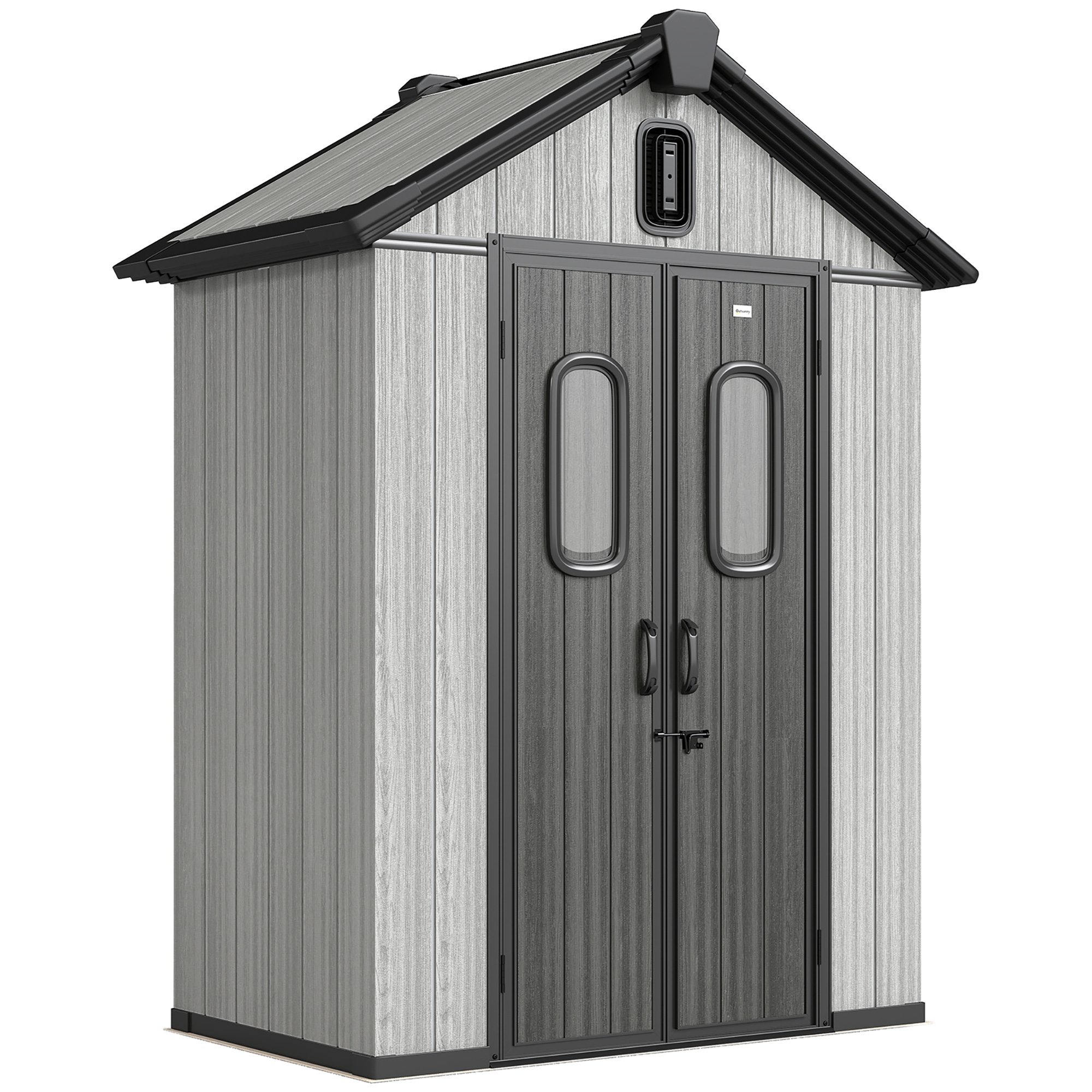 Outsunny Capanno Giardino 160L x 98P x 217A cm, Plastica, Doppie Porte Bloccabili, Grigio Aosom Italy