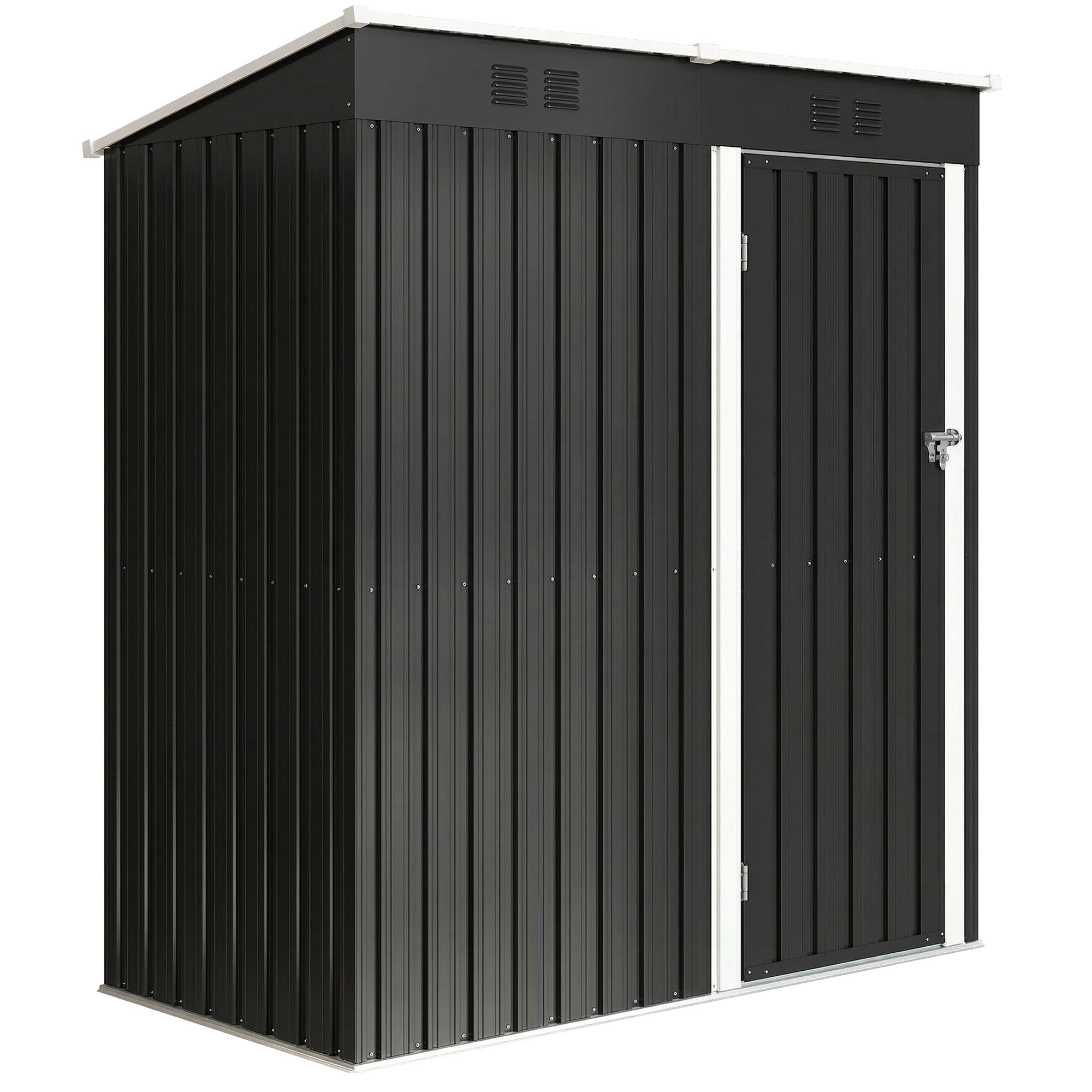 Outsunny Capanno Giardino Metallo 163x90x179 cm, Porta Chiudibile, Prese d'Aria, Grigio Scuro Aosom Italy