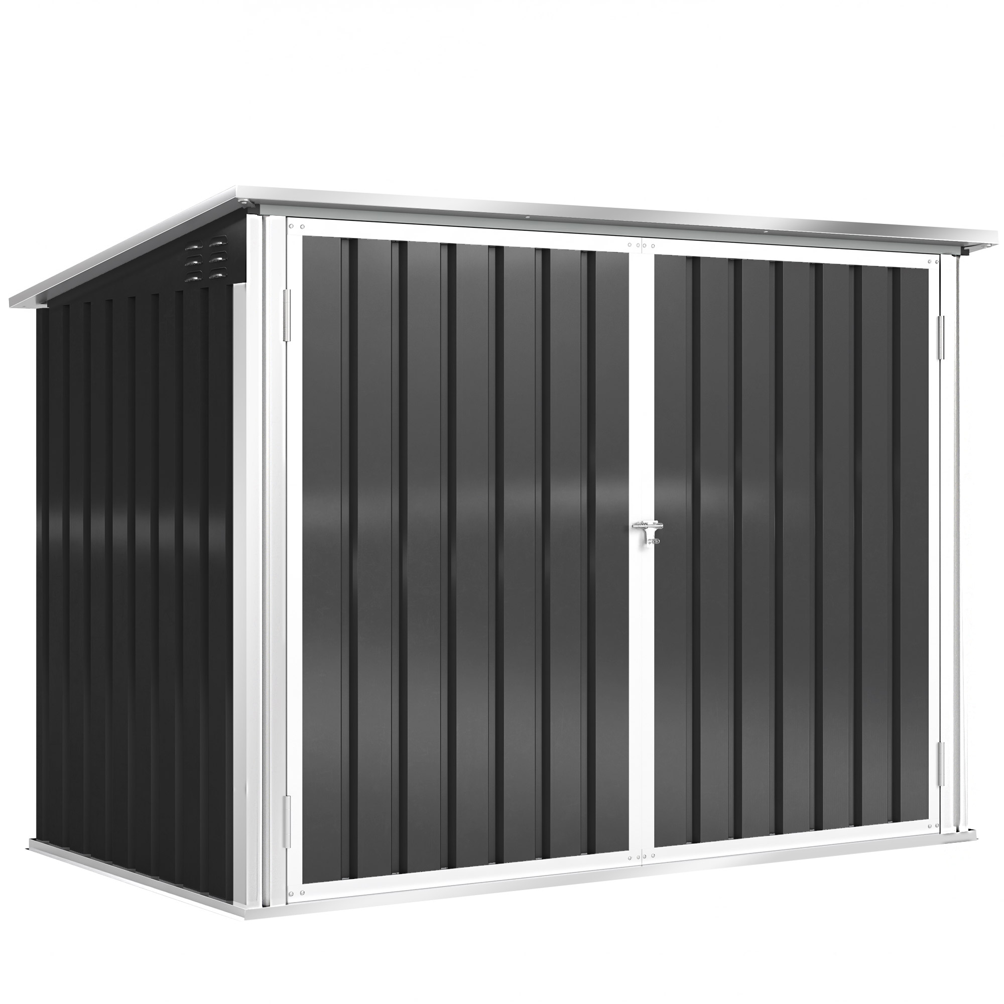 Outsunny Capanno Giardino, Organizer Bidoni Spazzatura Orizzontale, Grigio Scuro Aosom Italy