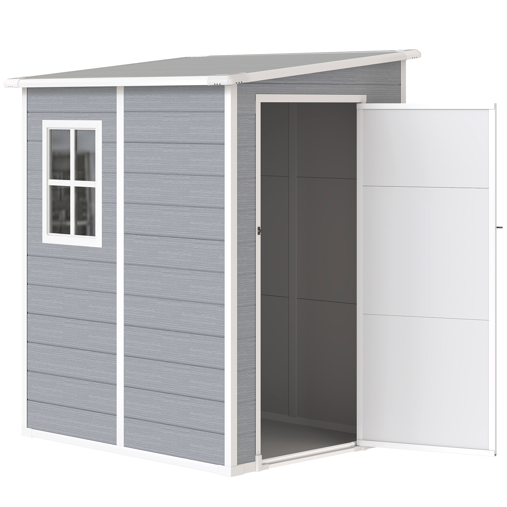 Outsunny Capanno per Attrezzi con Finestra e Serratura, Casetta da Giardino in Alluminio e PP, Capanno Giardino, 122x149x192cm, Grigio Aosom Italy