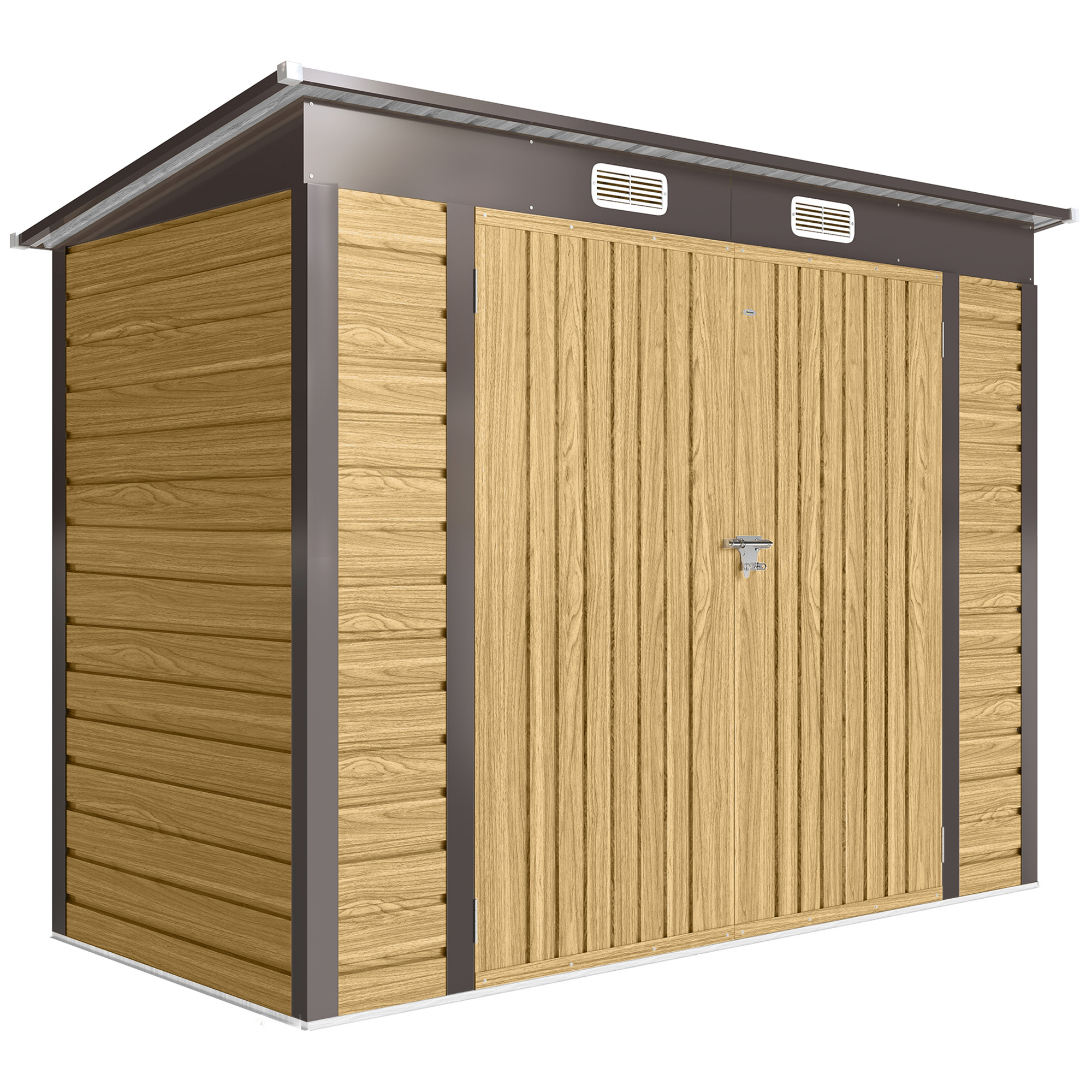 Outsunny Capanno porta attrezzi con 2 prese d’aria e chiavistello, 249x121x183 cm, Color rovere Aosom Italy
