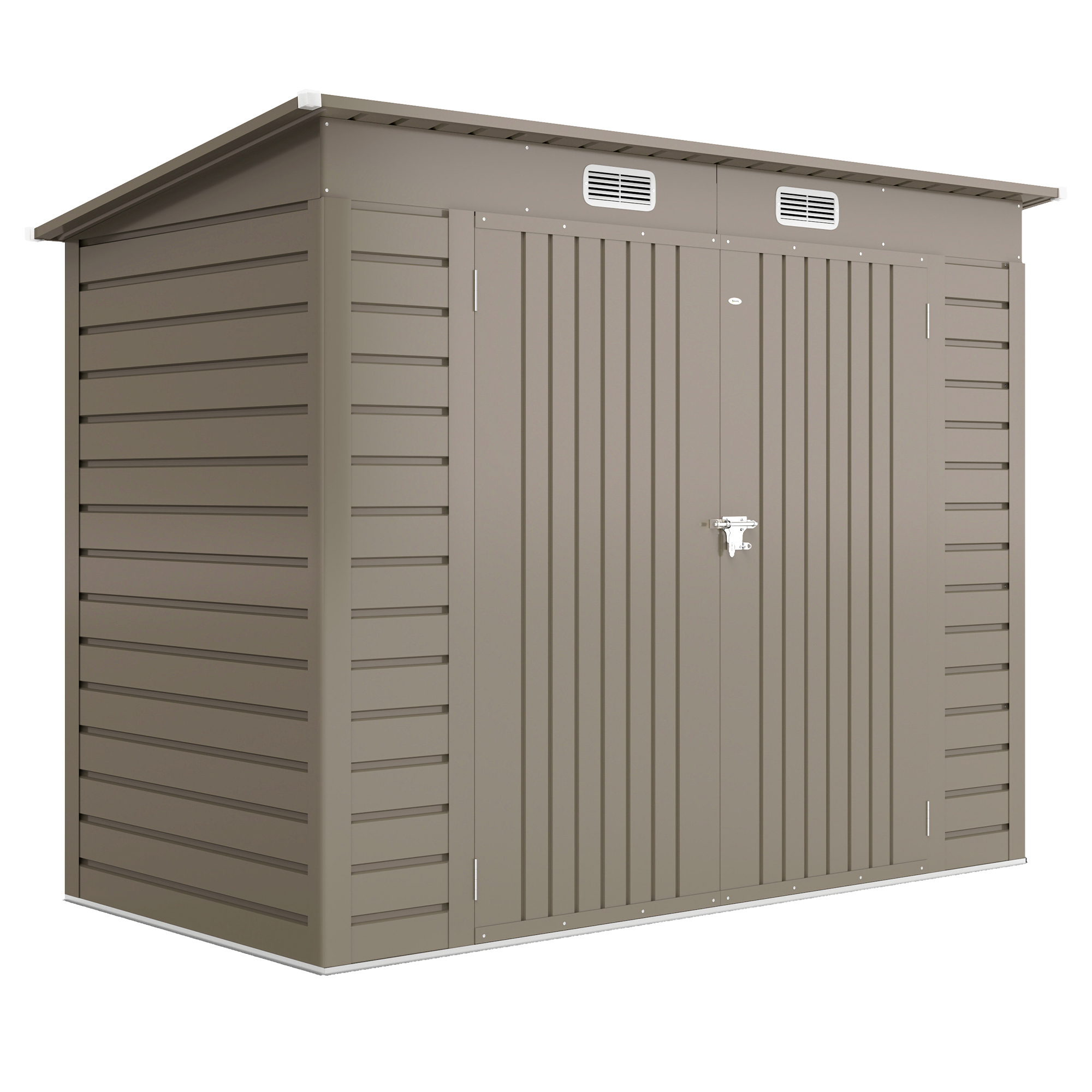 Outsunny Capanno Porta Attrezzi con 2 Prese d'Aria e Chiavistello, in Acciaio, 249x121x183 cm, Grigio Chiaro Aosom Italy Outsunny Capanno Porta Attrezzi con 2 Prese d'Aria e Chiavistello, in Acciaio, 249x121x183 cm, Grigio Chiaro Aosom Italy