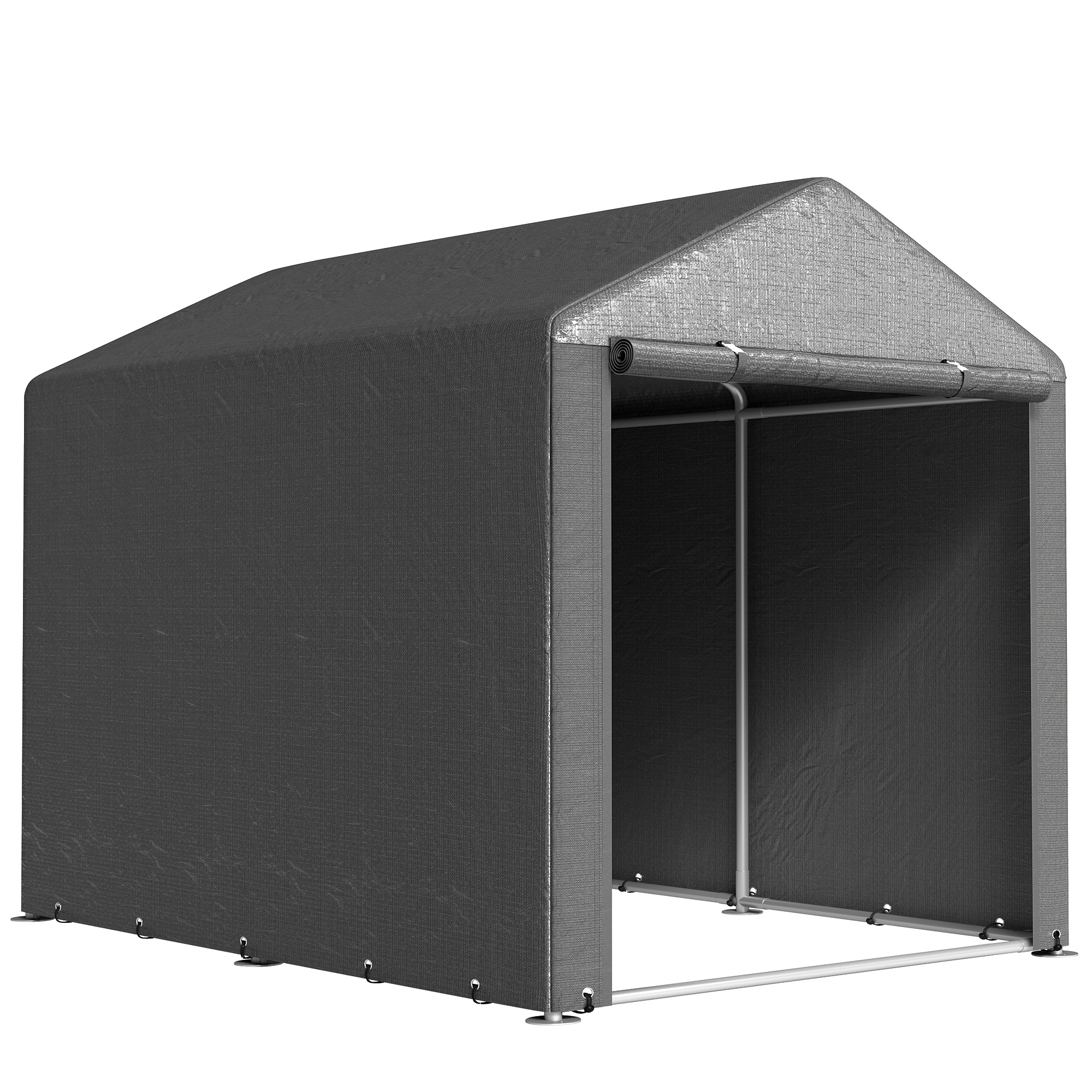 Outsunny Capanno Porta Attrezzi e Tenda Garage per Bici e Moto con Copertura Anti-UV, 1.6x2m, Grigio Scuro Aosom Italy