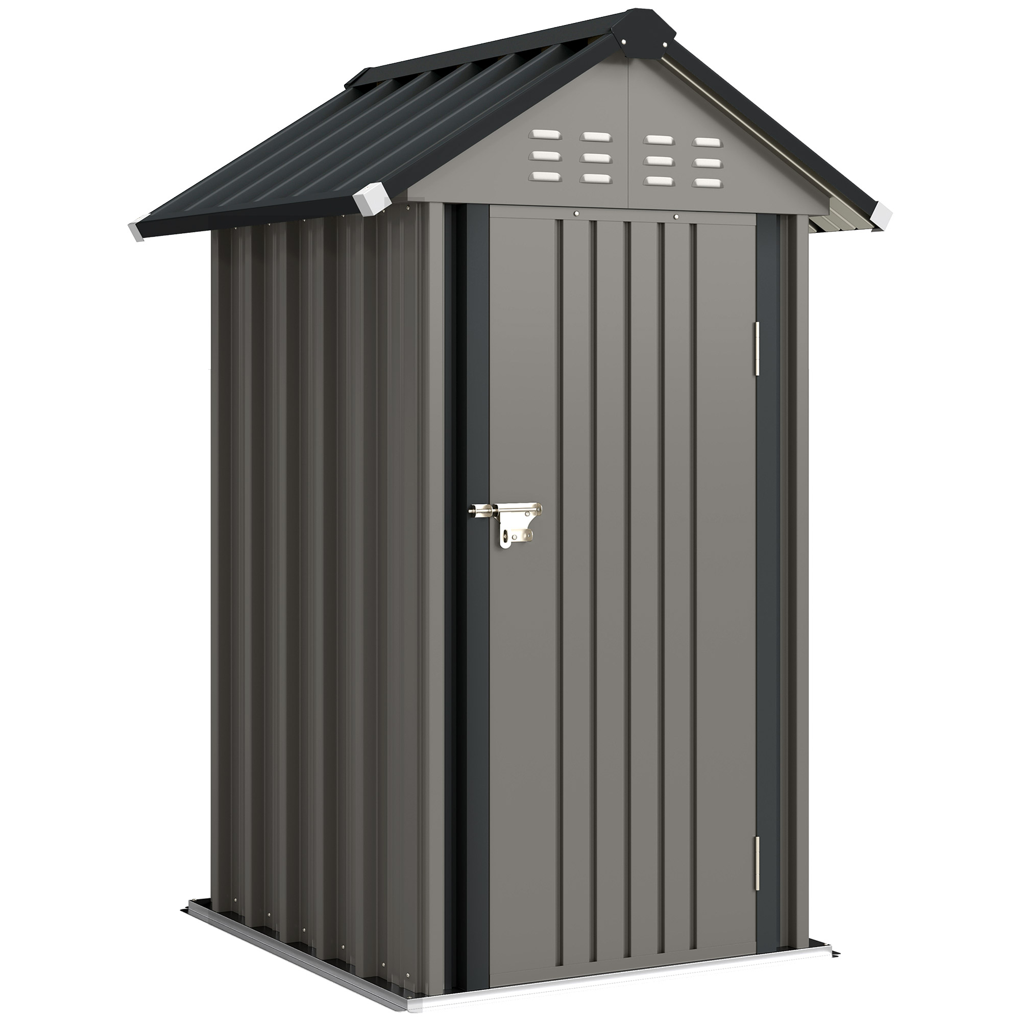 Outsunny Capanno Porta Attrezzi in Metallo 1,17 m², Casetta con Tetto a Capanna, Ventilazione, Serratura e Guanti, 122x121x192 cm Aosom Italy