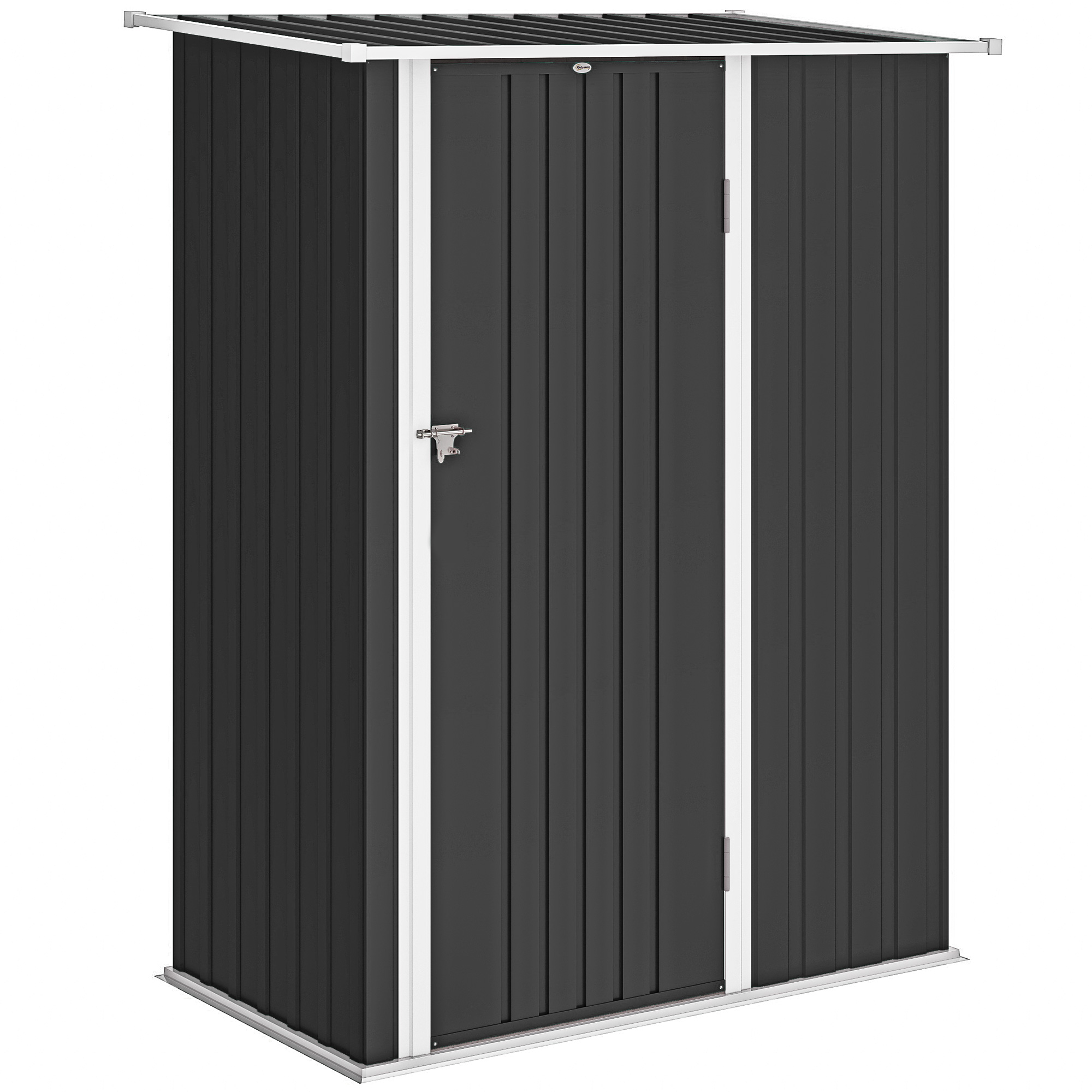 Outsunny Capanno Porta Attrezzi in Metallo con Tetto Inclinato e Porta Bloccabile, 142x86x189 cm, Grigio Scuro Aosom Italy Outsunny Capanno Porta Attrezzi in Metallo con Tetto Inclinato e Porta Bloccabile, 142x86x189 cm, Grigio Scuro Aosom Italy