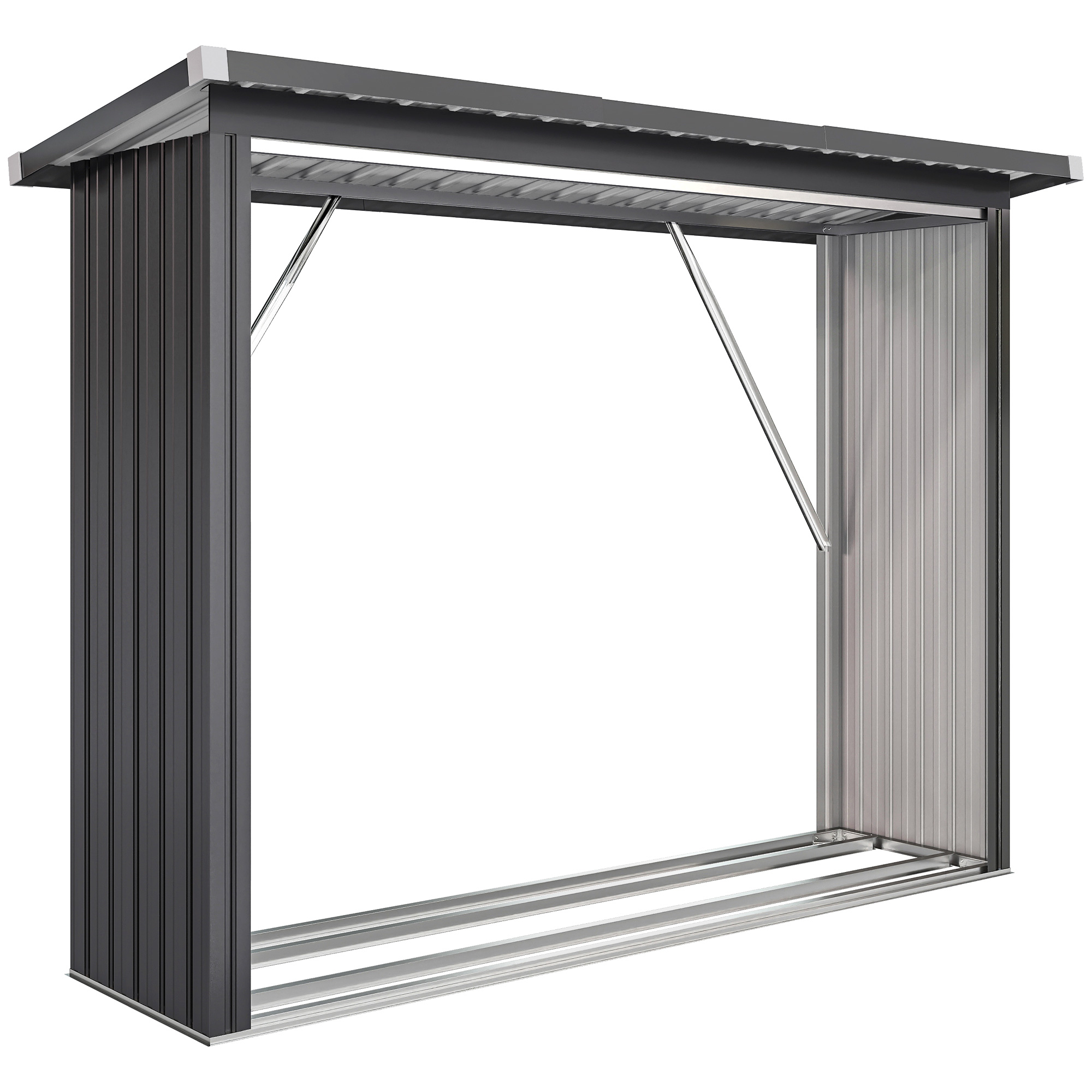 Outsunny Capanno Portalegna in Acciaio da Esterno, Base Rialzata e Tetto Inclinato, 213x66.5x150 cm, Grigio Scuro Aosom Italy Outsunny Capanno Portalegna in Acciaio da Esterno, Base Rialzata e Tetto Inclinato, 213x66.5x150 cm, Grigio Scuro Aosom Italy