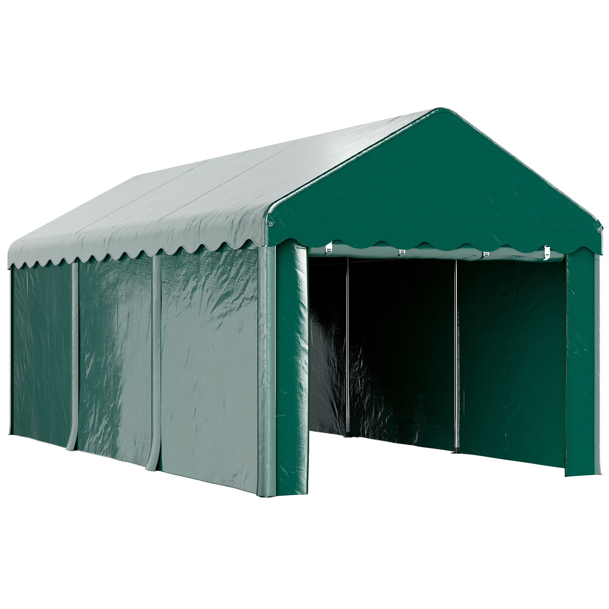 Outsunny Capannone esterno con 2 porte avvolgibili, tenda garage per veicoli, barche e carico, 3 x 6m, verde Aosom Italy