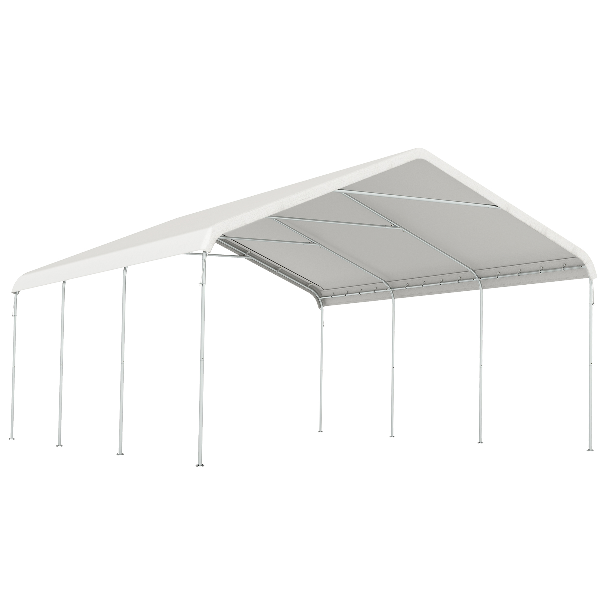 Outsunny Carport 5x6m, Portable Garage, Galvanized Steel Frame for Cars/Trucks, Cream Aosom Italy