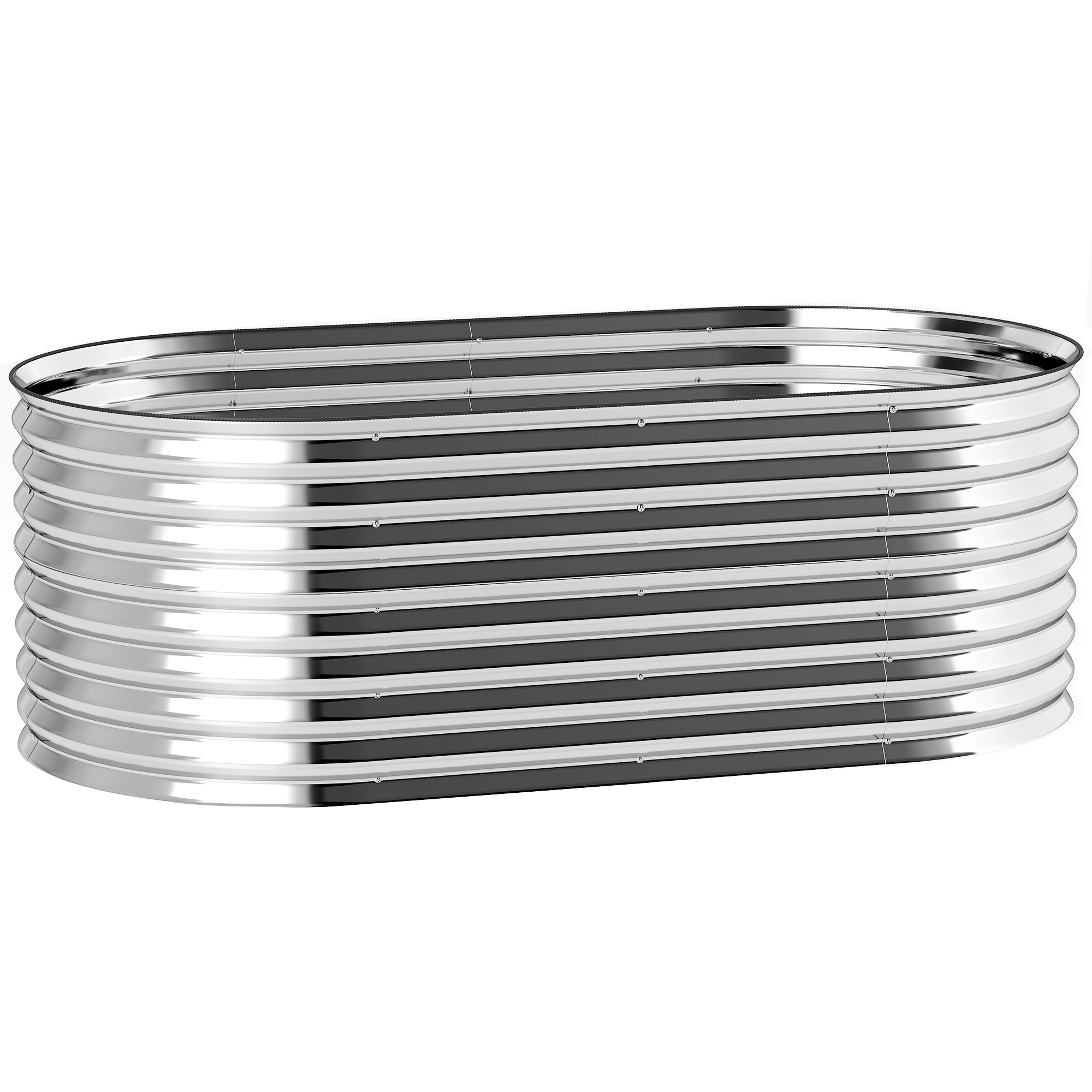 Outsunny Carré potager da giardino orto rialzato, resistente alla ruggine in acciaio galvanizzato 160 x 80 x 56 cm argento Aosom Italy