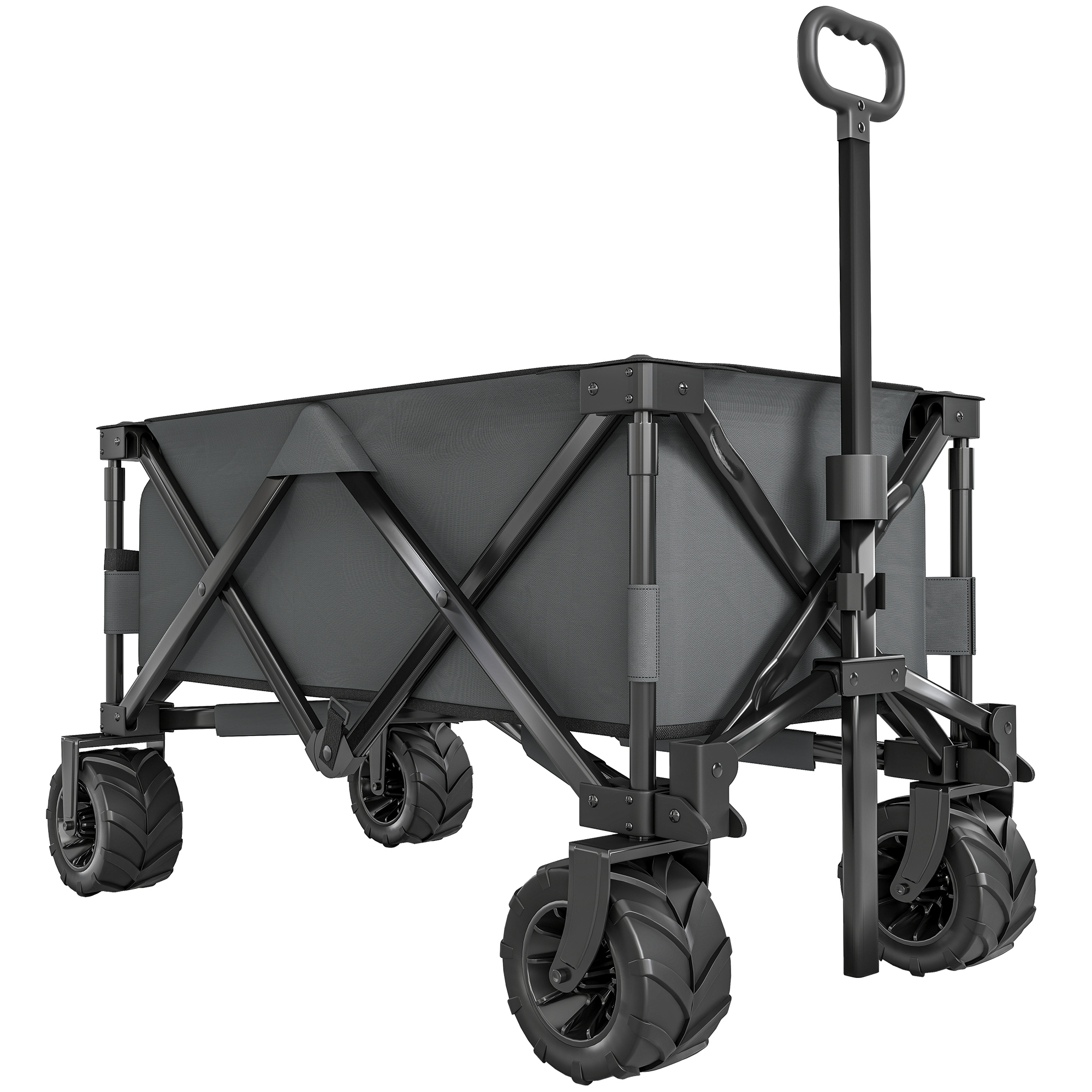 Outsunny Carrello da Giardinaggio Pieghevole con Manico Telescopico, 108x53x59-89cm Grigio