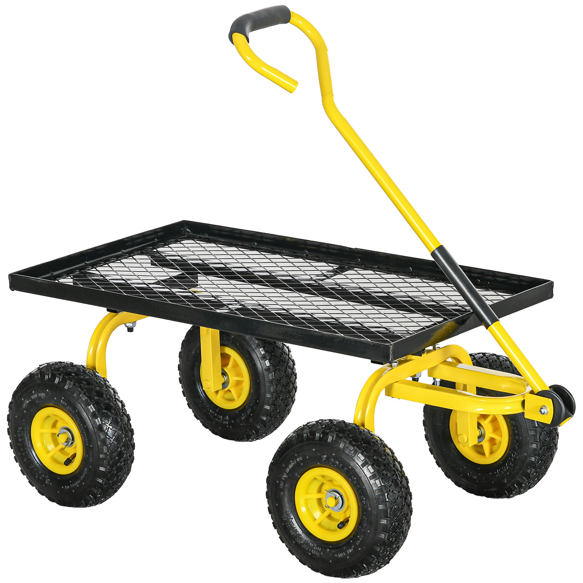 Outsunny Carrello da Giardino in Acciaio con Capacità 150 kg e Maniglia Rivestita, 94x48.5x100 cm, Giallo e Nero Aosom Italy Outsunny Carrello da Giardino in Acciaio con Capacità 150 kg e Maniglia Rivestita, 94x48.5x100 cm, Giallo e Nero Aosom Italy