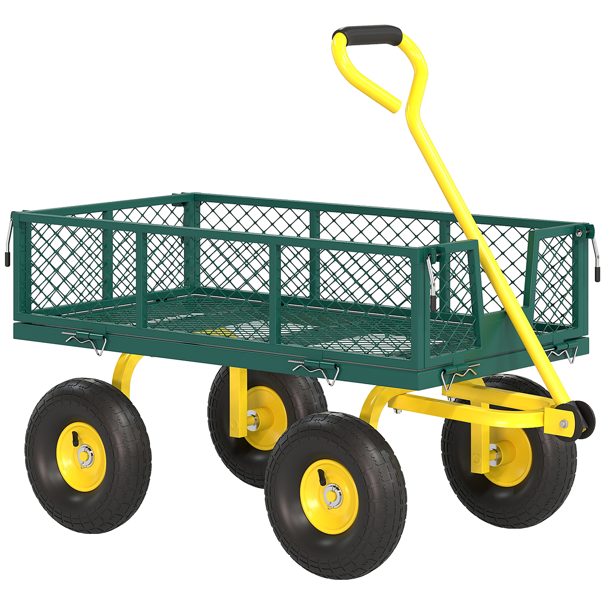 Outsunny Carrello da Giardino in Acciaio con Capacità 200 kg e Pareti Laterali Rimovibili, 104x54x51 cm, Verde e Giallo Aosom Italy Outsunny Carrello da Giardino in Acciaio con Capacità 200 kg e Pareti Laterali Rimovibili, 104x54x51 cm, Verde e Giallo Aosom Italy
