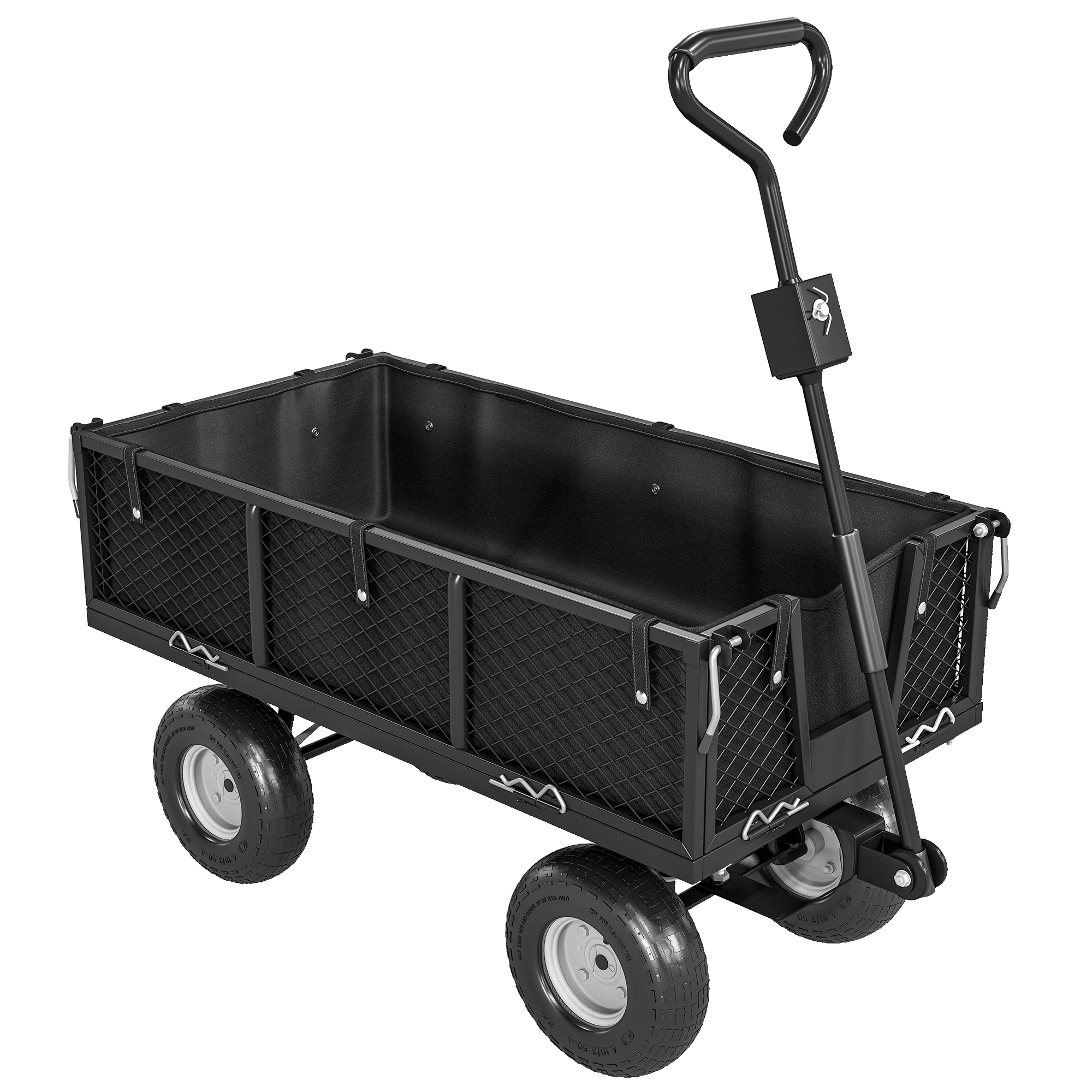 Outsunny Carrello da Giardino in Acciaio da 114L con Sacca Portaoggetti e Pareti Rimovibili, 105x51x54 cm, Nero