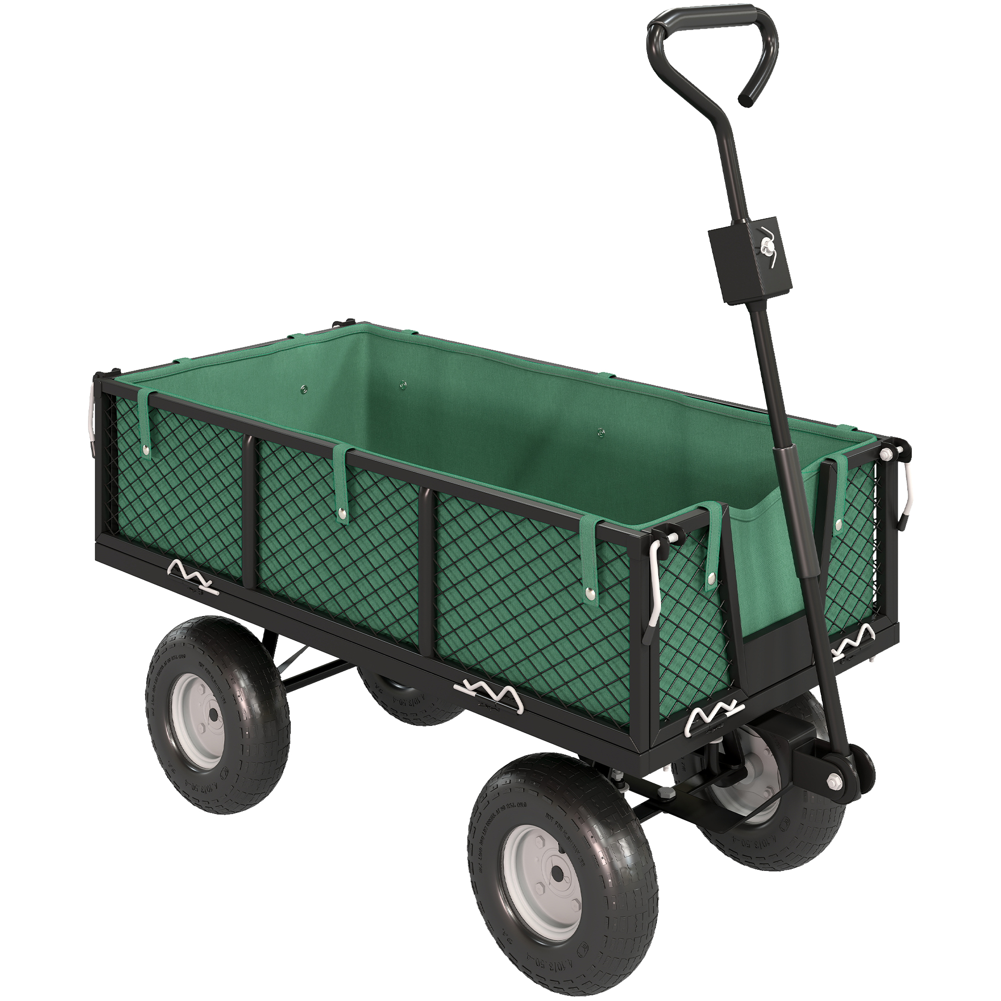 Outsunny Carrello da Giardino in Acciaio da 114L con Sacca Portaoggetti e Pareti Rimovibili, 105x51x54 cm, Verde Aosom Italy Outsunny Carrello da Giardino in Acciaio da 114L con Sacca Portaoggetti e Pareti Rimovibili, 105x51x54 cm, Verde Aosom Italy