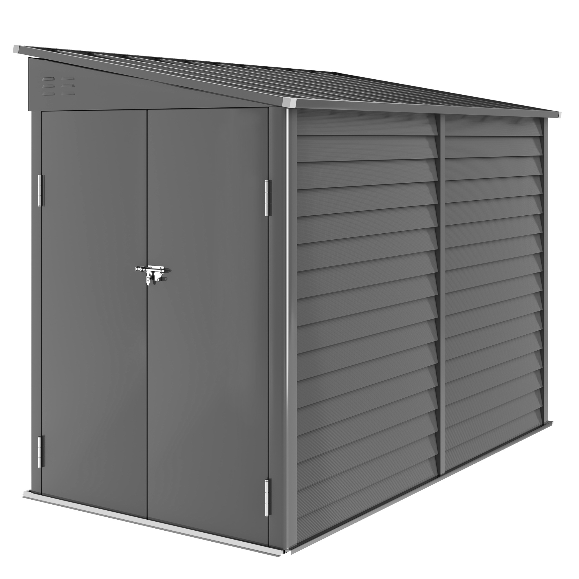 Outsunny Casetta attrezzi in metallo 3,5 m², 143x270x202 cm, tetto a falda, doppia porta e kit fondazione Aosom Italy