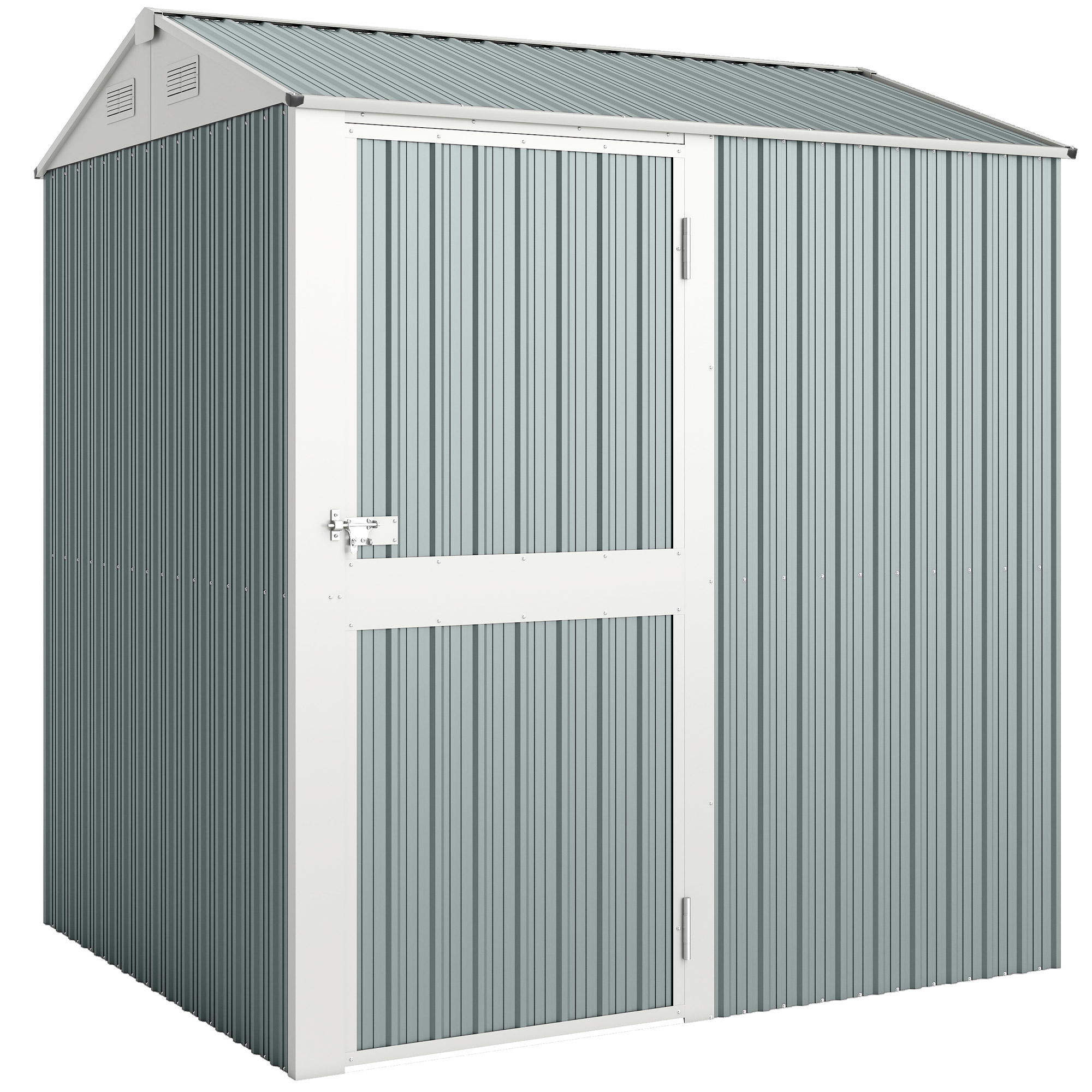 Outsunny Casetta attrezzi in metallo 3,5 m², capanno alto richiudibile con tetto a due falde, aerazioni e guanti, 209 x 177 x 236 cm Aosom Italy