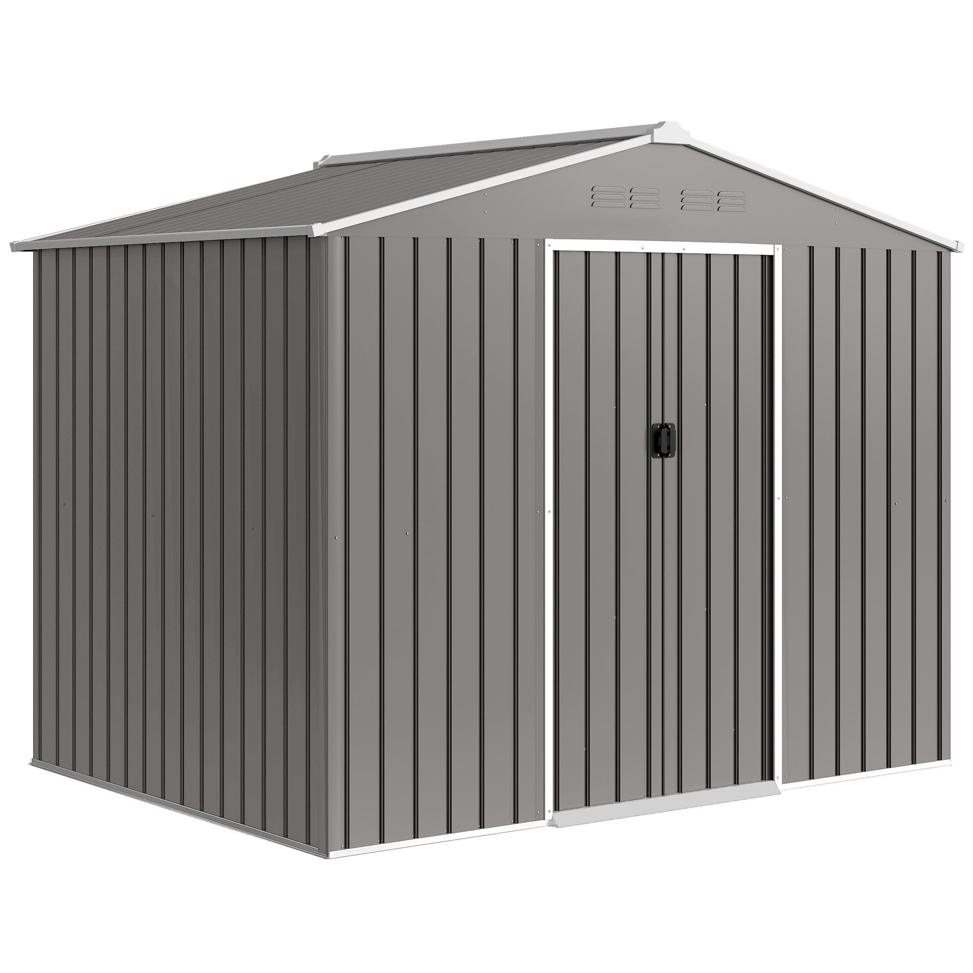 Outsunny Casetta da Giardino 2.3x1.7 m in Acciaio con Prese d'Aria e Doppia Porta Scorrevole, Effetto Legno Aosom Italy