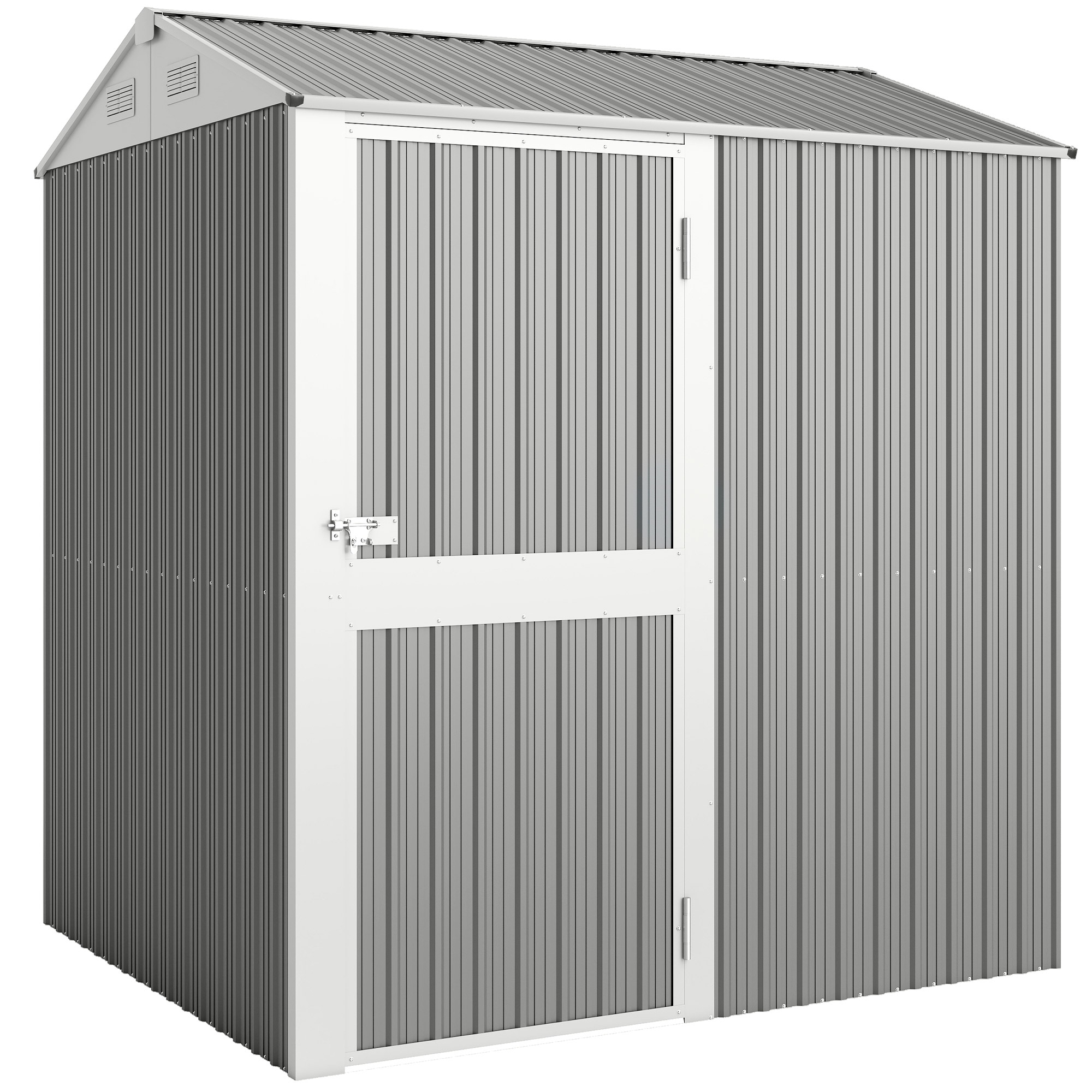 Outsunny Casetta da Giardino Alta in Acciaio da 3.51m² con Prese d'Aria e Porta Bloccabile, 209x177x236 cm, Argento Aosom Italy Outsunny Casetta da Giardino Alta in Acciaio da 3.51m² con Prese d'Aria e Porta Bloccabile, 209x177x236 cm, Argento Aosom Italy