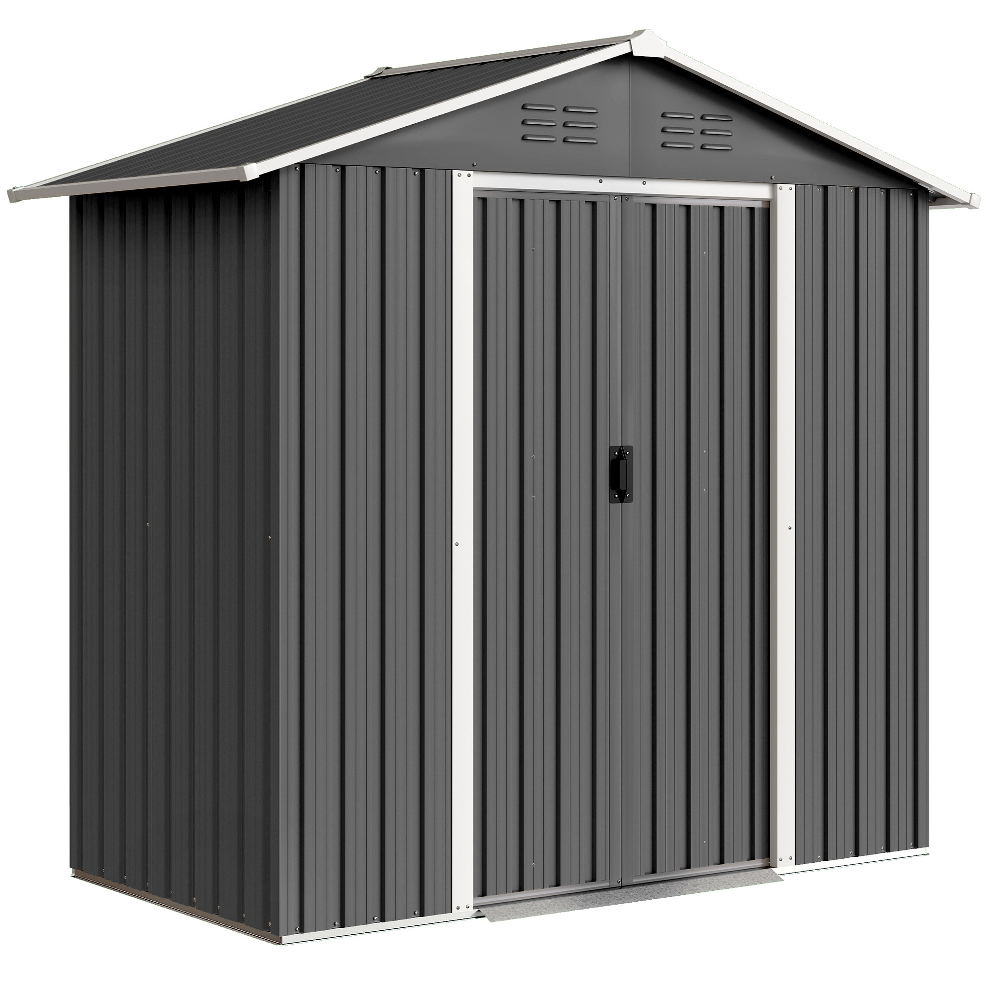 Outsunny Casetta da Giardino Capanno Porta Attrezzi Acciaio 194x107x191 cm, Grigio Aosom Italy