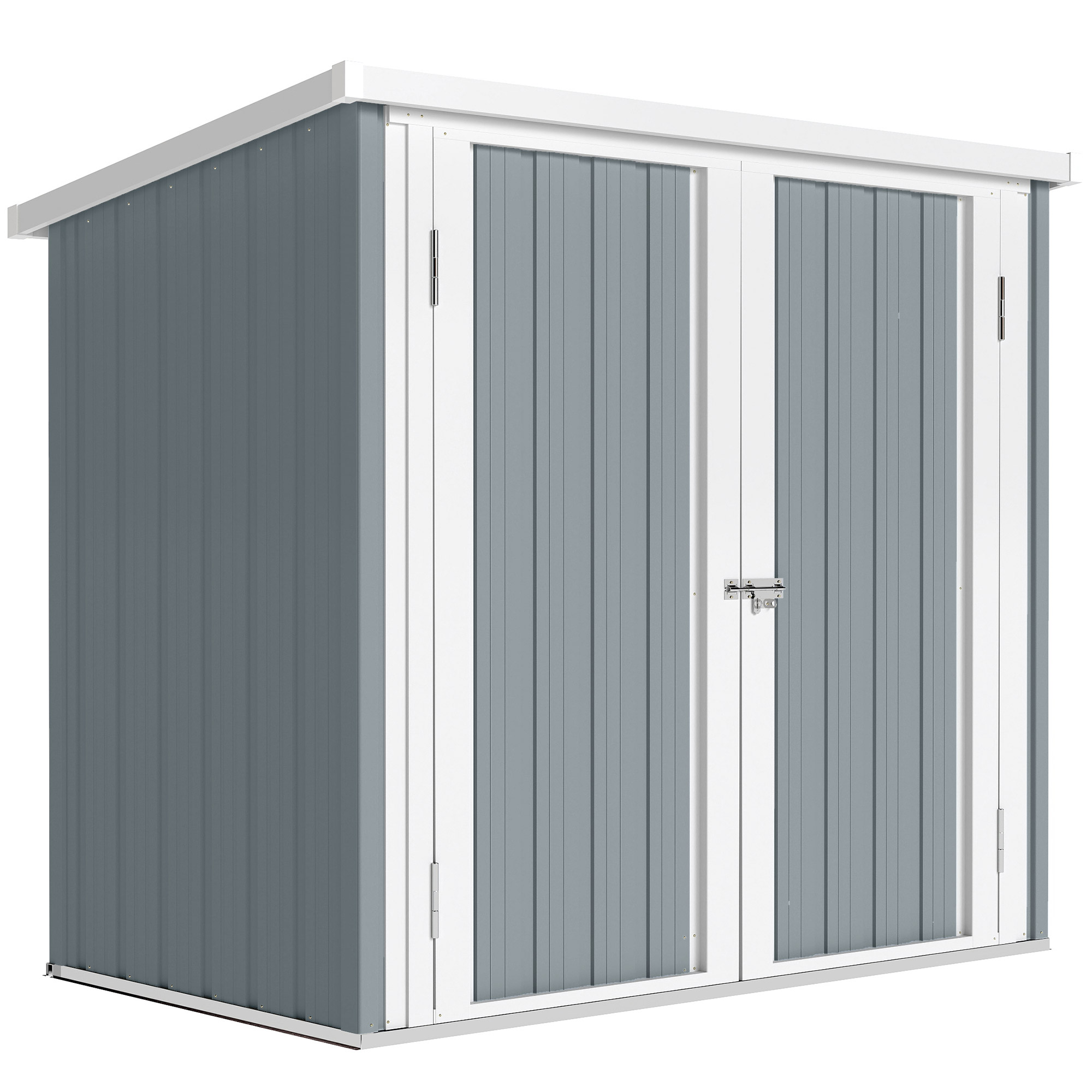 Outsunny Casetta da giardino casetta da giardino 1,09 m² 2 porte bloccabili 147 x 86 x 134 cm lamiera d'acciaio Grigio chiaro Bianco Aosom Italy