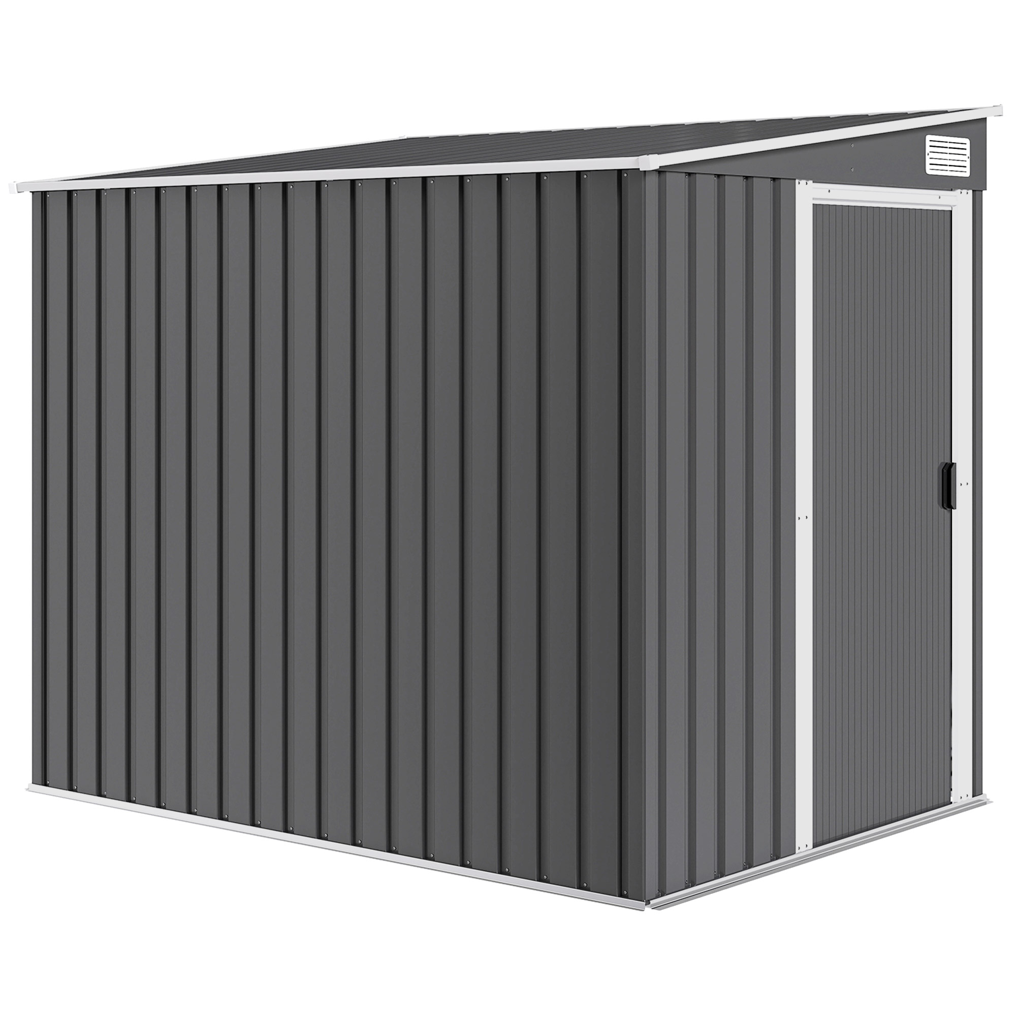 Outsunny Casetta da Giardino con Base, Porta Scorrevole e Tetto Inclinato, Capanno Attrezzi in Metallo, 1.5x2m, Grigio Scuro Aosom Italy