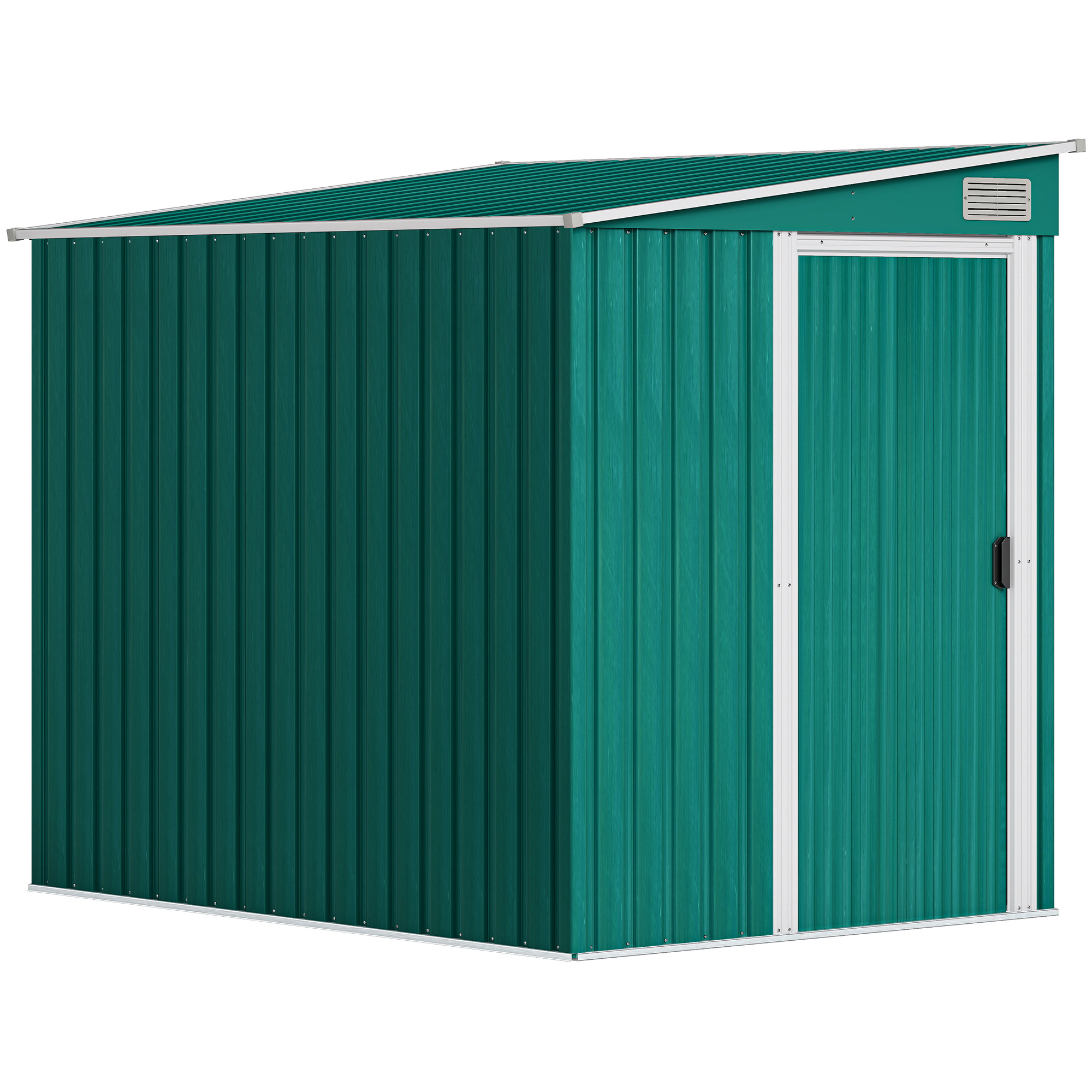 Outsunny Casetta da Giardino con Base, Porta Scorrevole e Tetto Inclinato, Capanno Attrezzi in Metallo, 1.5x2m, Verde Aosom Ital