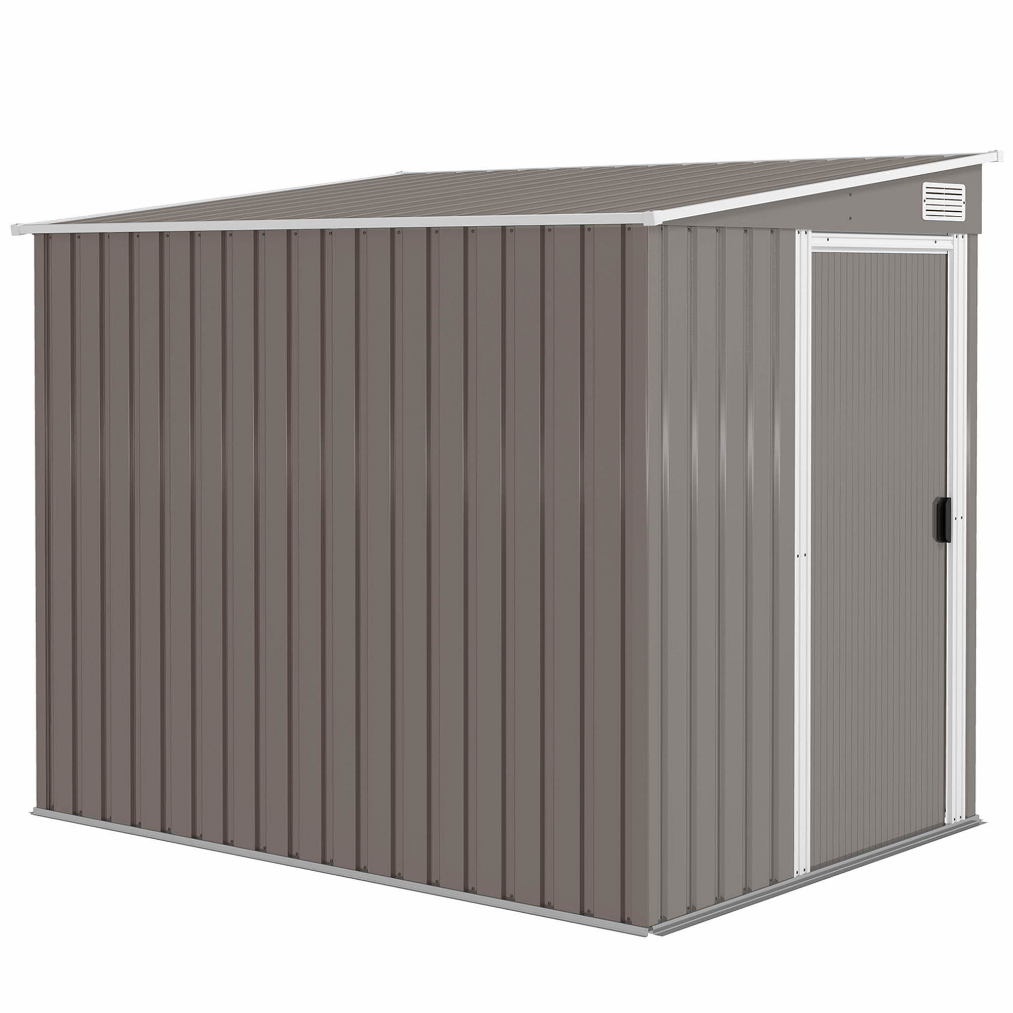 Outsunny Casetta da Giardino con Base, Porta Scorrevole e Tetto Inclinato, Capanno Attrezzi in Metallo, 1.5x2m, Grigio Chiaro Aosom Italy