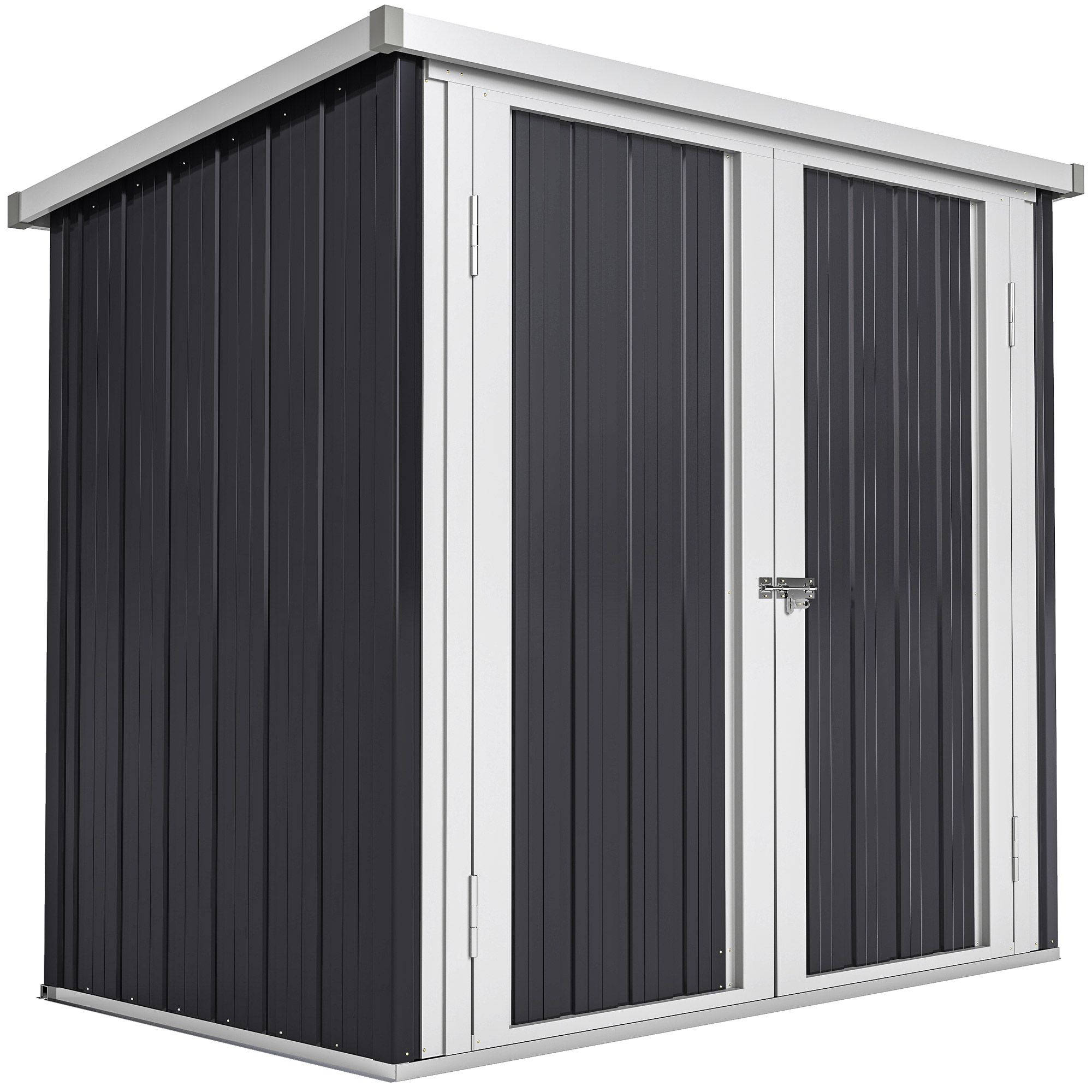 Outsunny Casetta da Giardino con Doppia Porta, Capanno Porta Attrezzi in Lamiera di Acciaio, 147x86x134cm, Nero e Bianco Aosom Italy