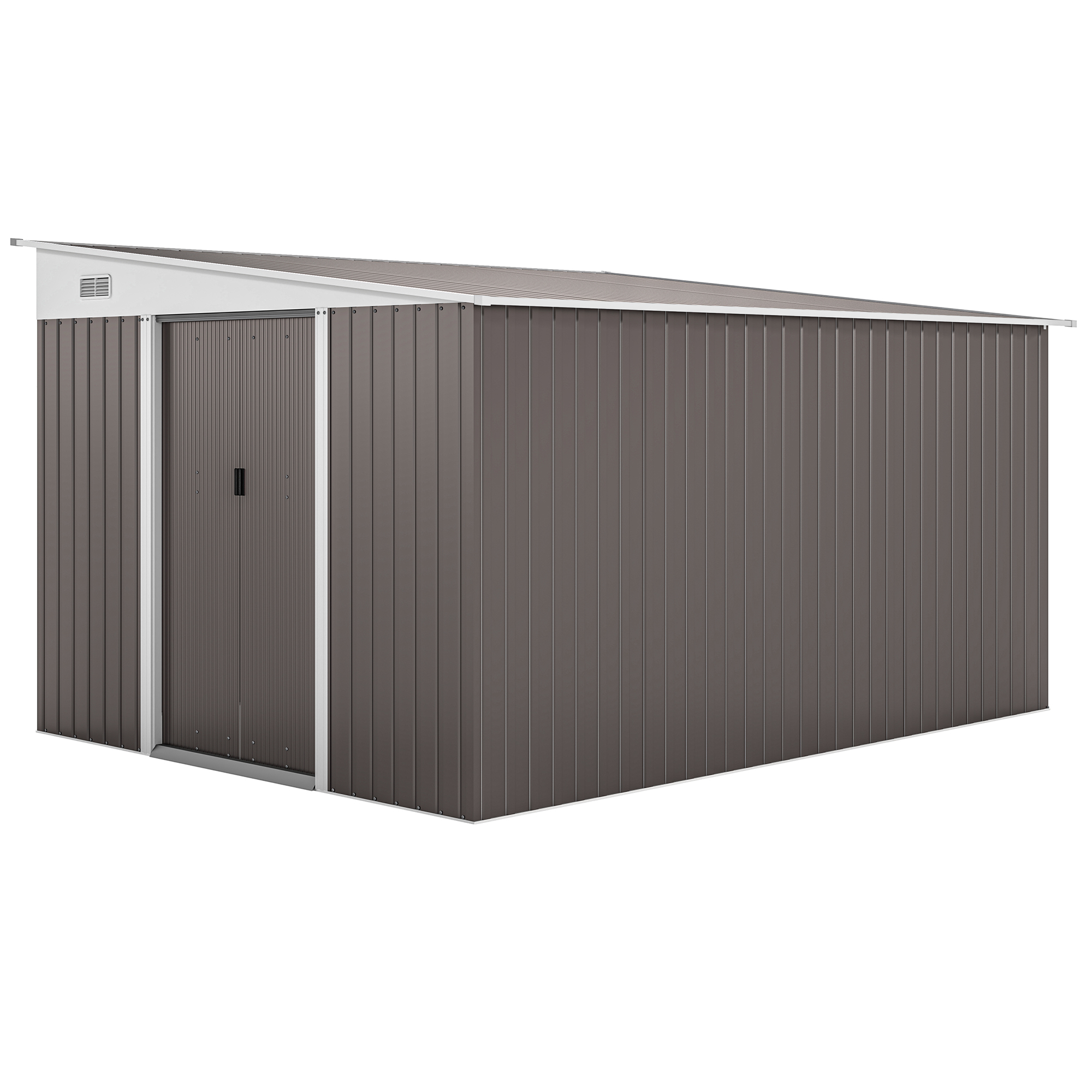 Outsunny Casetta da Giardino con Doppia Porta Scorrevole, Capanno Porta Attrezzi in Acciaio, 345x280.5x169-201cm, Grigio Aosom Italy Outsunny Casetta da Giardino con Doppia Porta Scorrevole, Capanno Porta Attrezzi in Acciaio, 345x280.5x169-201cm, Grigio Aosom Italy