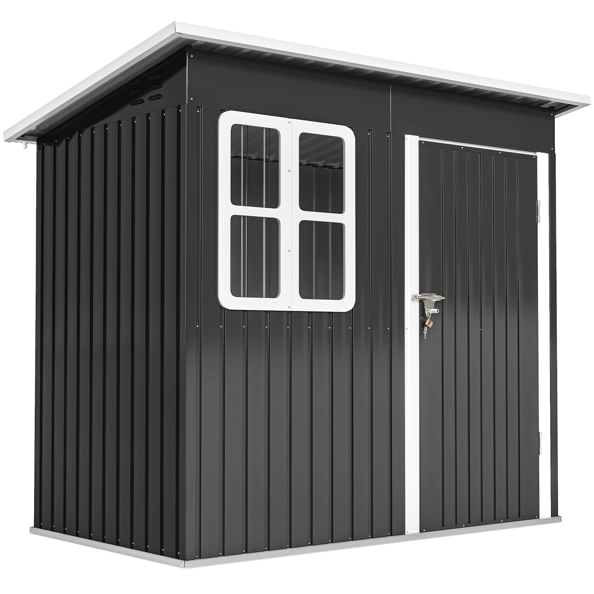 Outsunny Casetta da Giardino con Finestra e Prese d'Aria, Capanno porta attrezzi in Acciaio con Porta e Blocco, 2.2x1.3 m, Grigio Aosom Italy Outsunny Casetta da Giardino con Finestra e Prese d'Aria, Capanno porta attrezzi in Acciaio con Porta e Blocco, 2.2x1.3 m, Grigio Aosom Italy