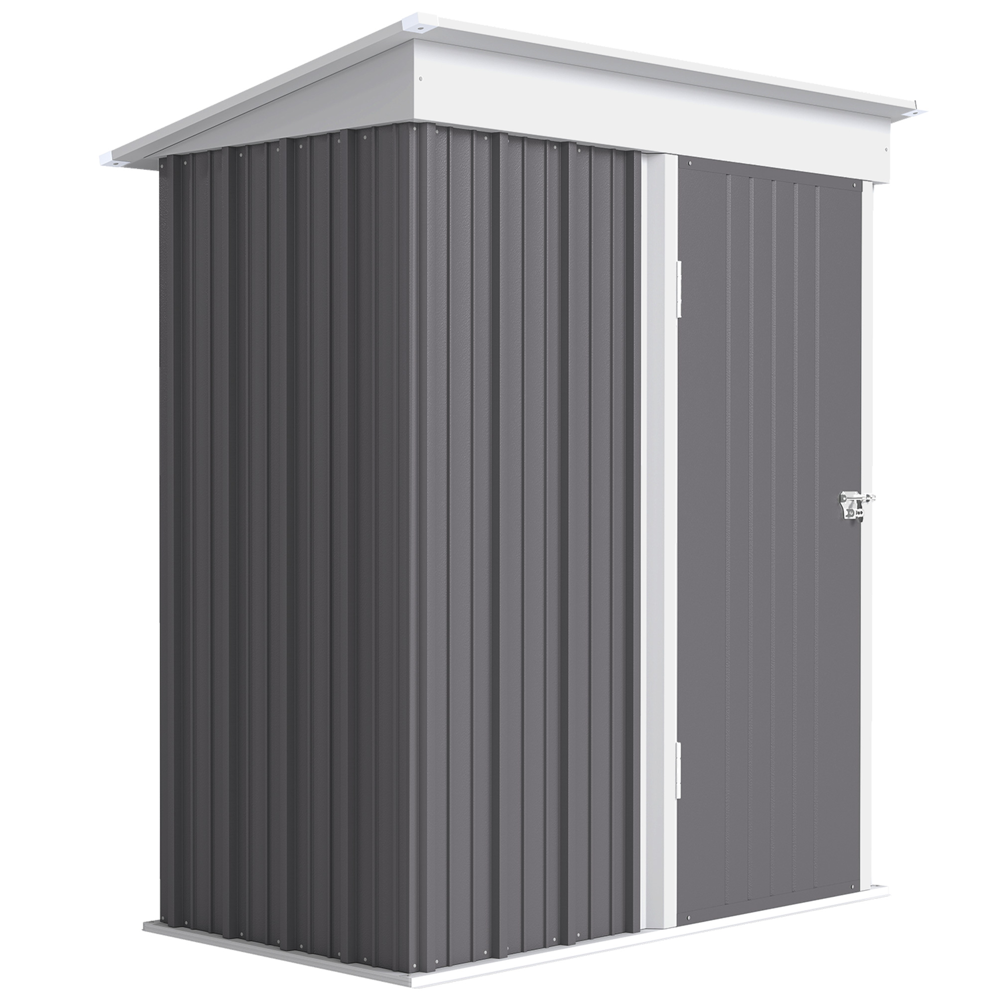 Outsunny Casetta da Giardino con Porta Bloccabile e 2 ripiani regolabili, Porta Attrezzi in Acciaio, 161x95x163/181cm, Grigio Aosom Italy