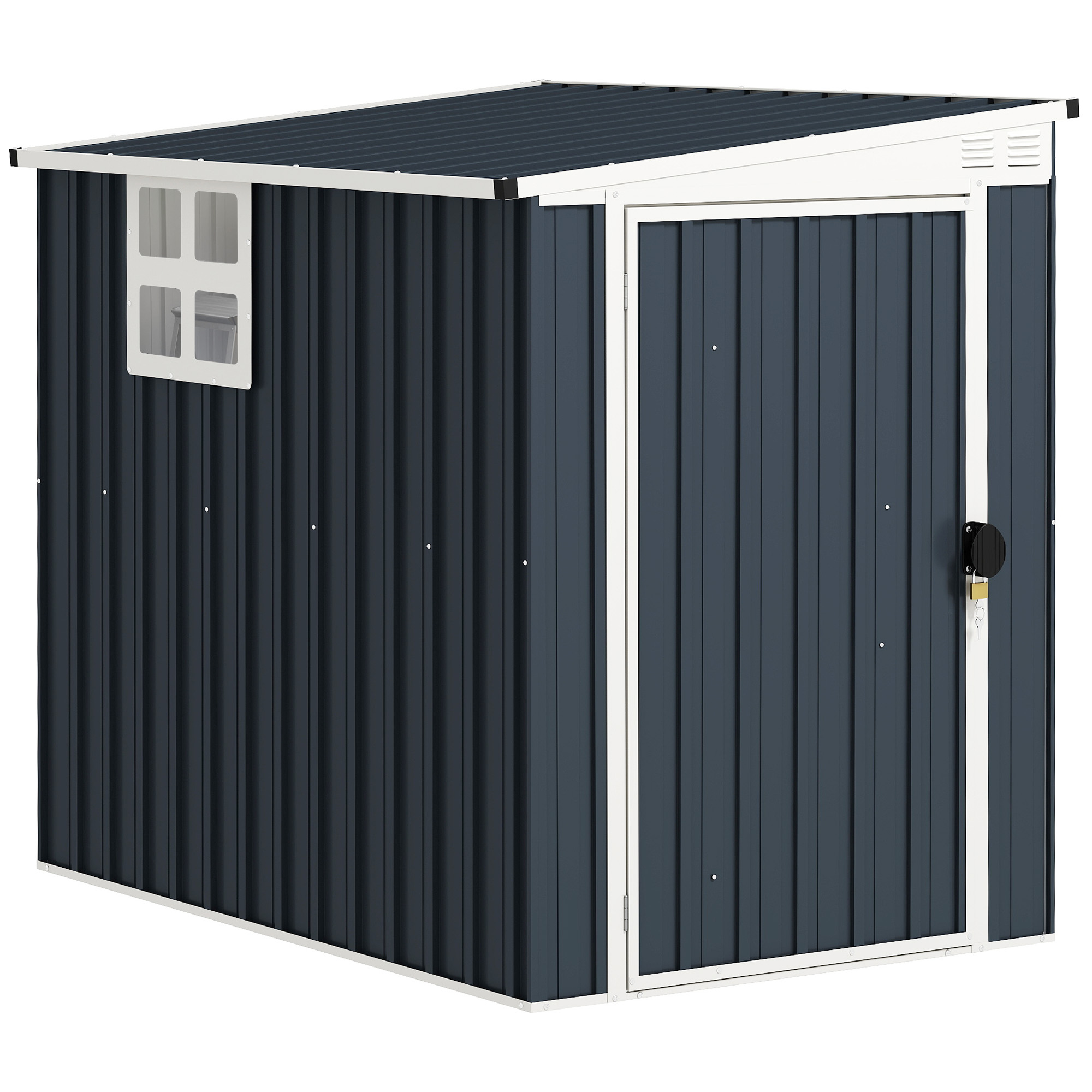 Outsunny Casetta da Giardino con Porta Bloccabile e Prese d'Aria, Capanno Porta Attrezzi in Acciaio, 1.2x1.9 m, Grigio Scuro Aosom Italy