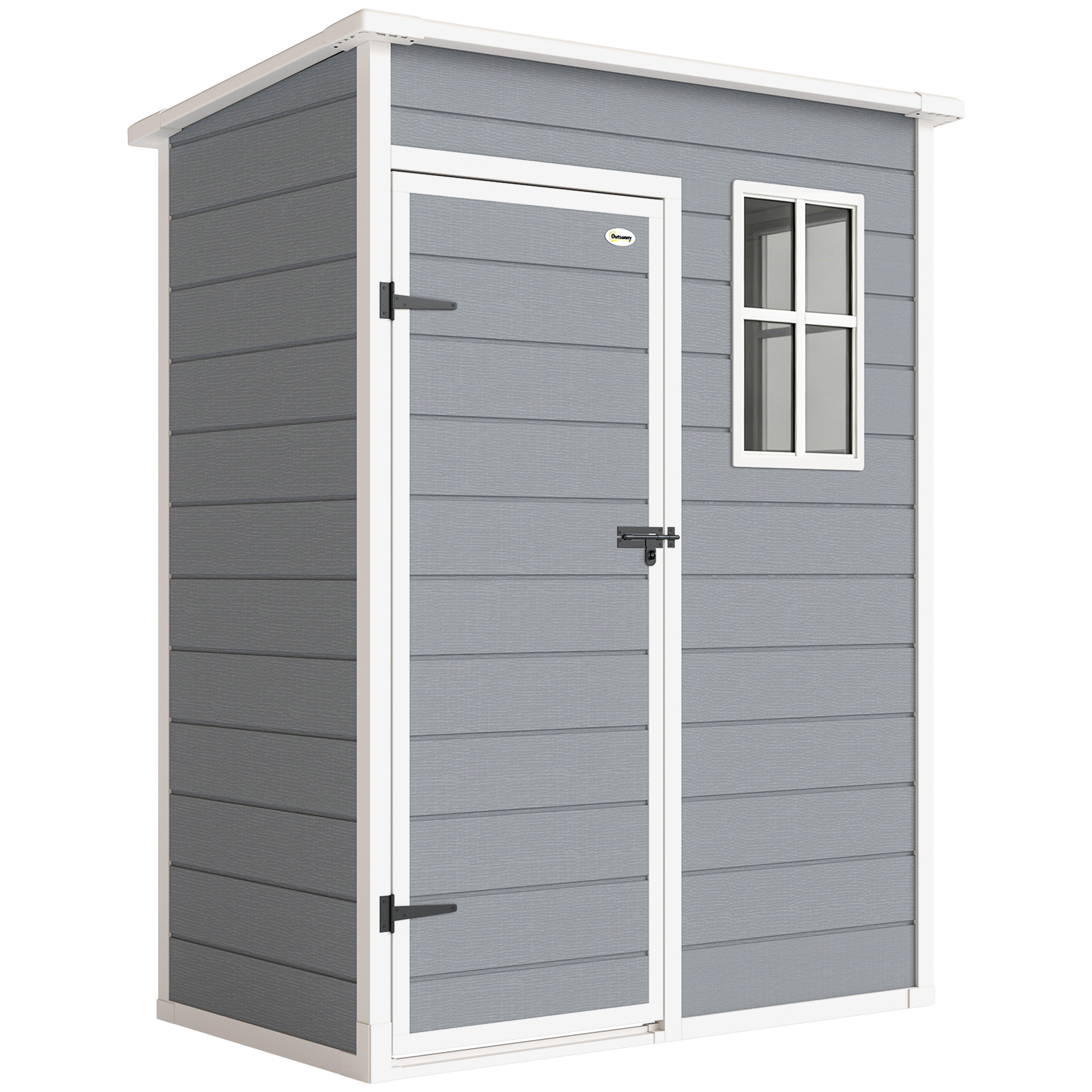 Outsunny Casetta da Giardino con Porta Bloccabile, Finestra e Presa d'Aria, capanno Porta Attrezzi, 151 x 92 x 193 cm, Grigio Aososm Italy