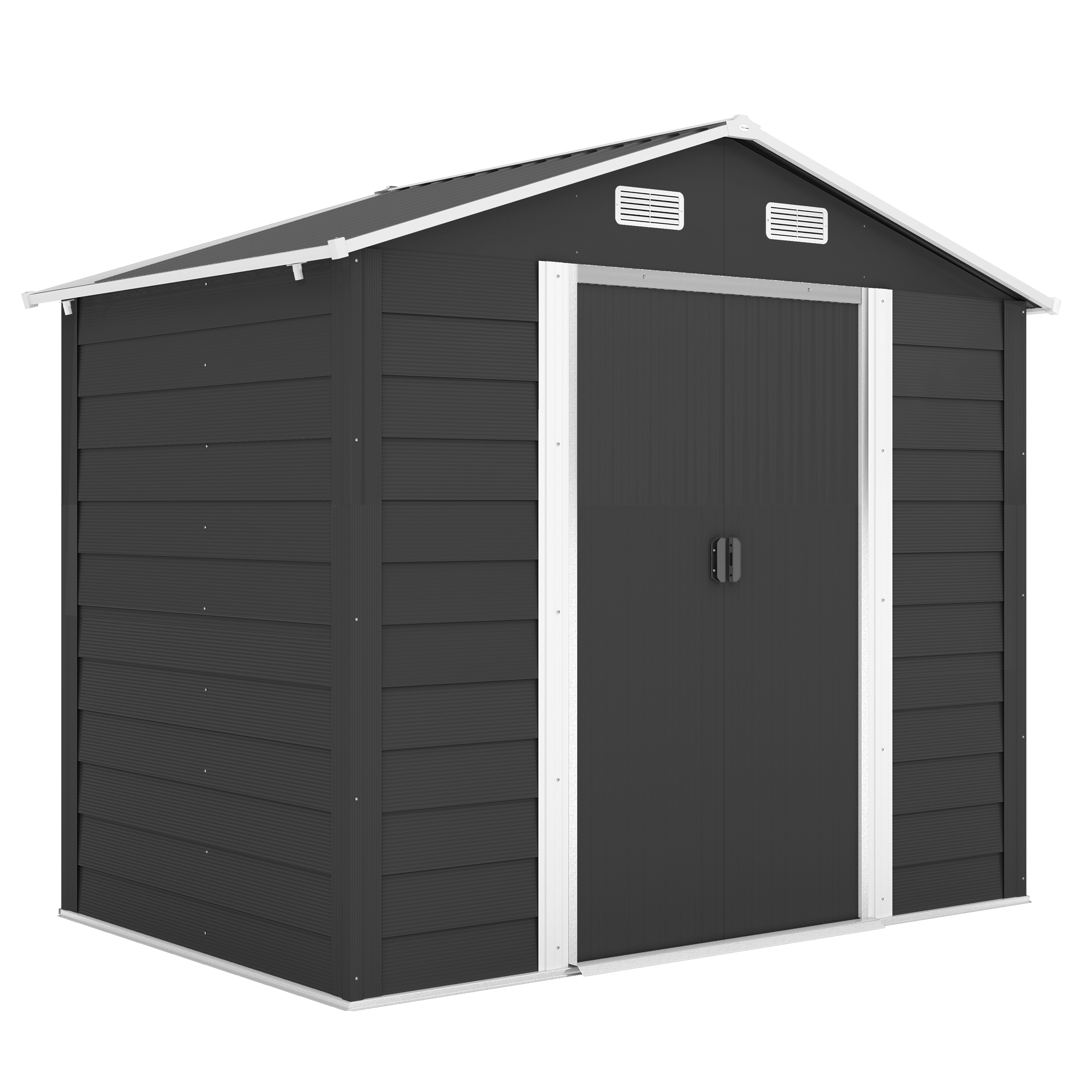 Outsunny Casetta da Giardino con Porte Scorrevoli e 4 Prese d'Aria, Capanno porta Attrezzi in Acciaio, 196x236x208 cm, Grigio Scuro Aosom Italy Outsunny Casetta da Giardino con Porte Scorrevoli e 4 Prese d'Aria, Capanno porta Attrezzi in Acciaio, 196x236x208 cm, Grigio Scuro Aosom Italy