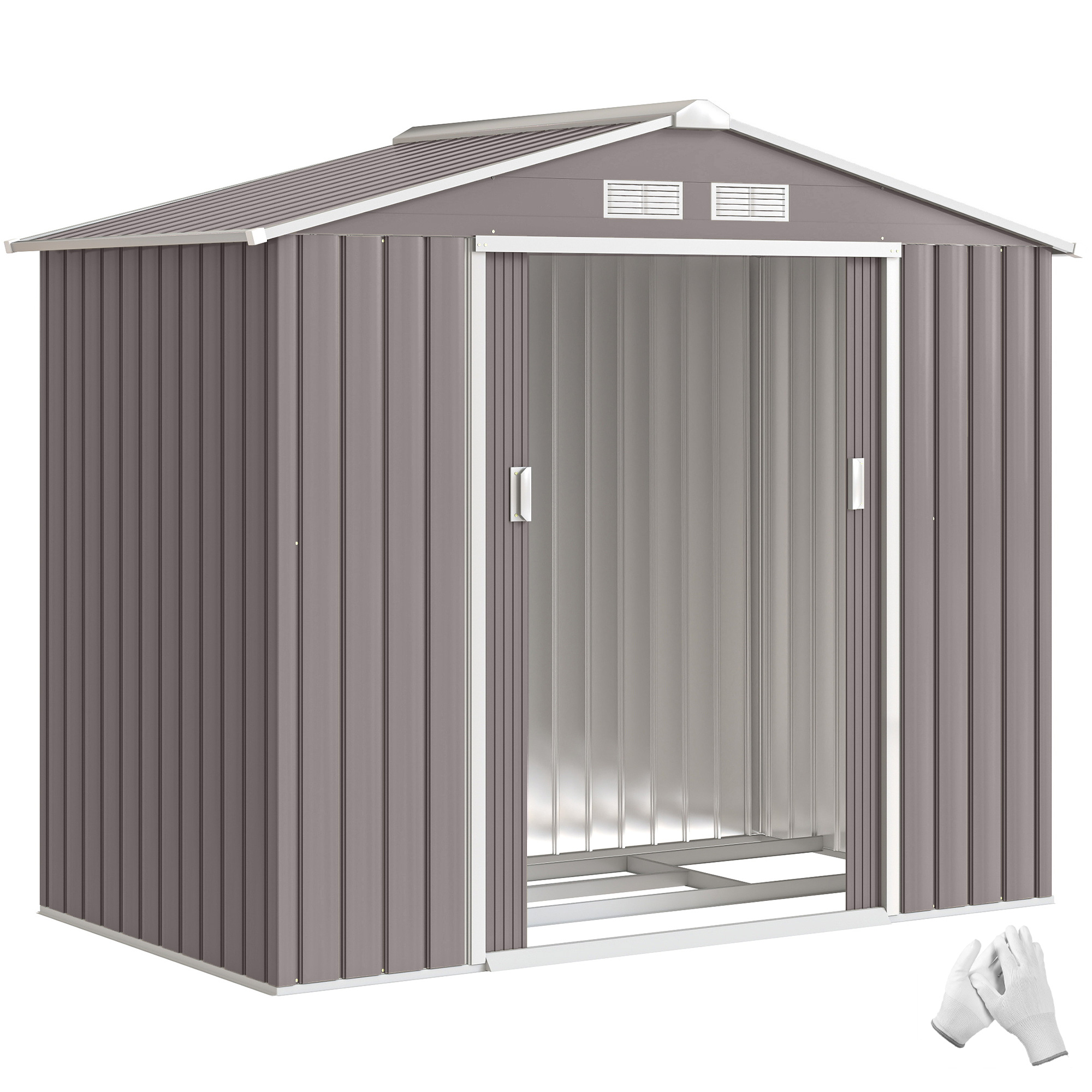 Outsunny Casetta da Giardino con Porte Scorrevoli in Lamiera, Capanno Attrezzi in Acciaio, 213x130x185 cm, Grigio Aosom Italy Outsunny Casetta da Giardino con Porte Scorrevoli in Lamiera, Capanno Attrezzi in Acciaio, 213x130x185 cm, Grigio Aosom Italy