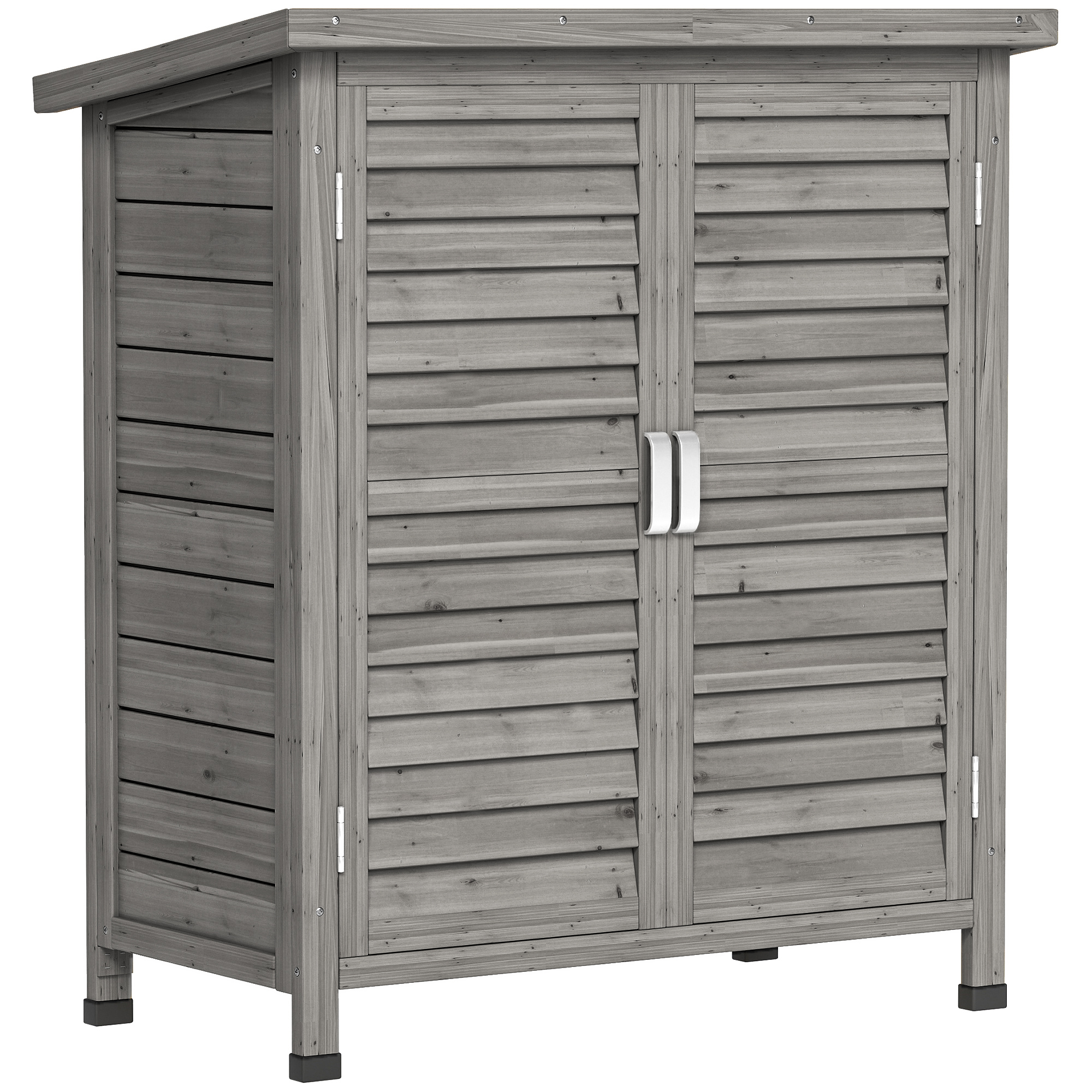 Outsunny Casetta da Giardino con Tetto in Bitume Impermeabile, Armadio Porta Attrezzi da Esterno in Legno, 87x46.5x96.5 cm, Grigio Aosom Italy Outsunny Casetta da Giardino con Tetto in Bitume Impermeabile, Armadio Porta Attrezzi da Esterno in Legno, 87x46.5x96.5 cm, Grigio Aosom Italy