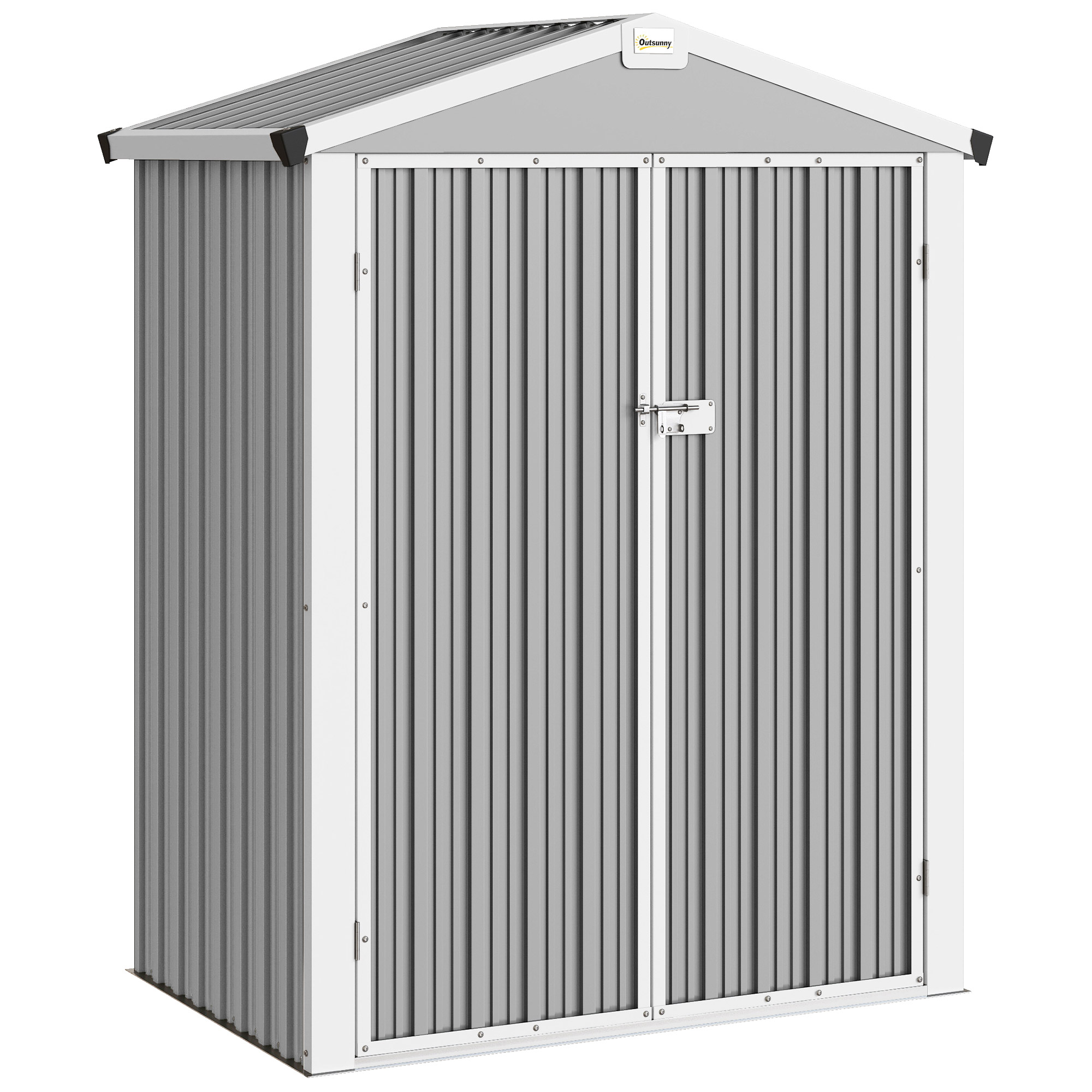 Outsunny Casetta da Giardino in Acciaio 1.1m² con Doppie Porte Bloccabili, 133x87x178 cm, Grigio Argento Aosom Italy Outsunny Casetta da Giardino in Acciaio 1.1m² con Doppie Porte Bloccabili, 133x87x178 cm, Grigio Argento Aosom Italy
